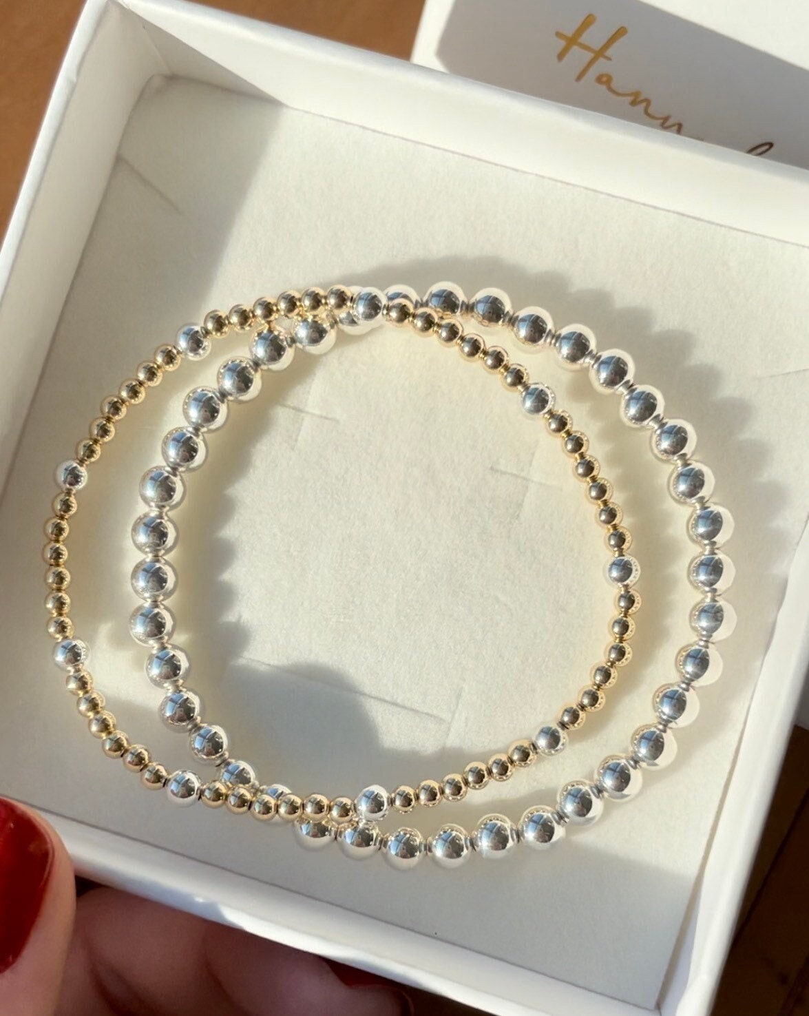 Gold and Silver Beaded Bracelet Hannah May Jewelry