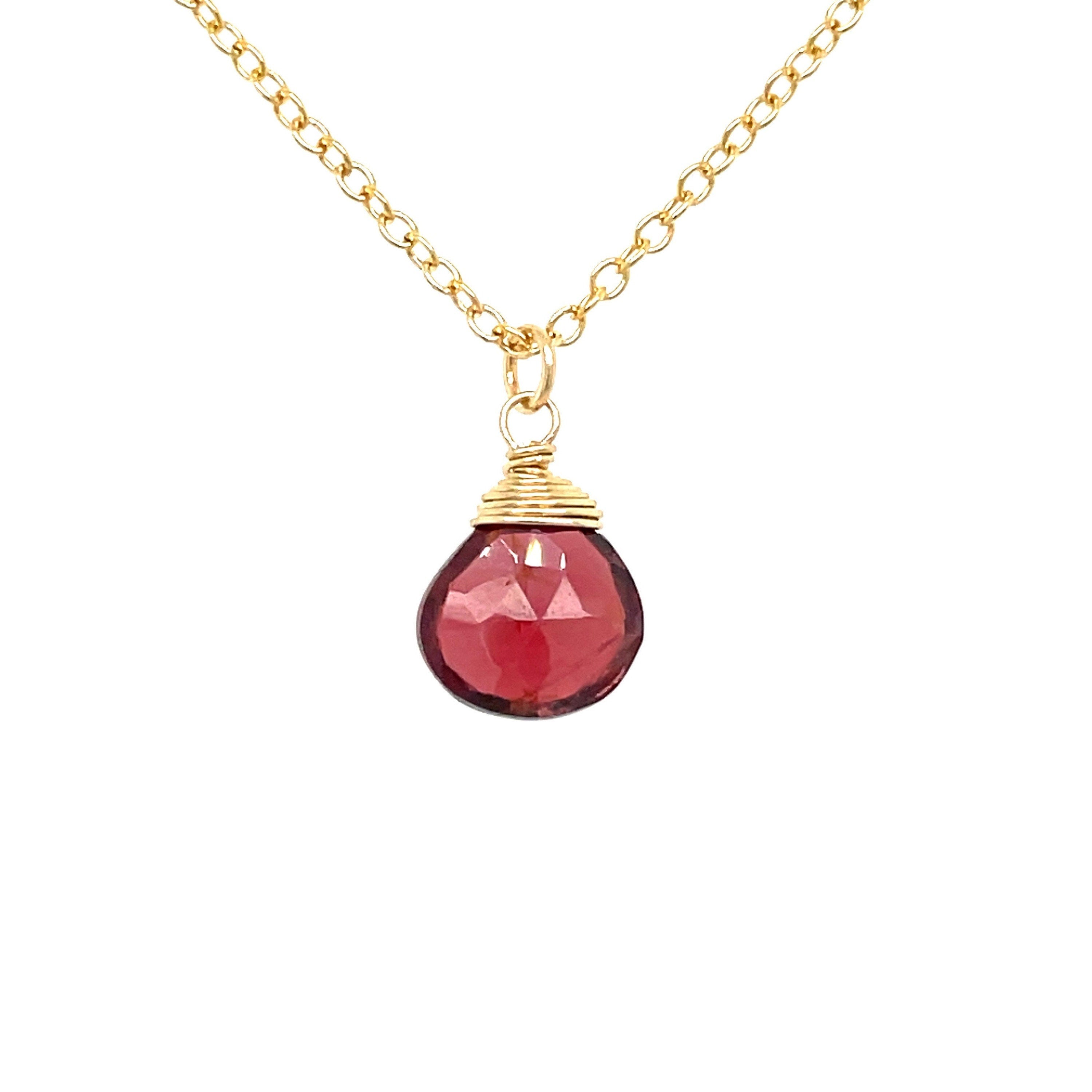 Red Garnet Necklace, January Birthstone Hannah May Jewelry