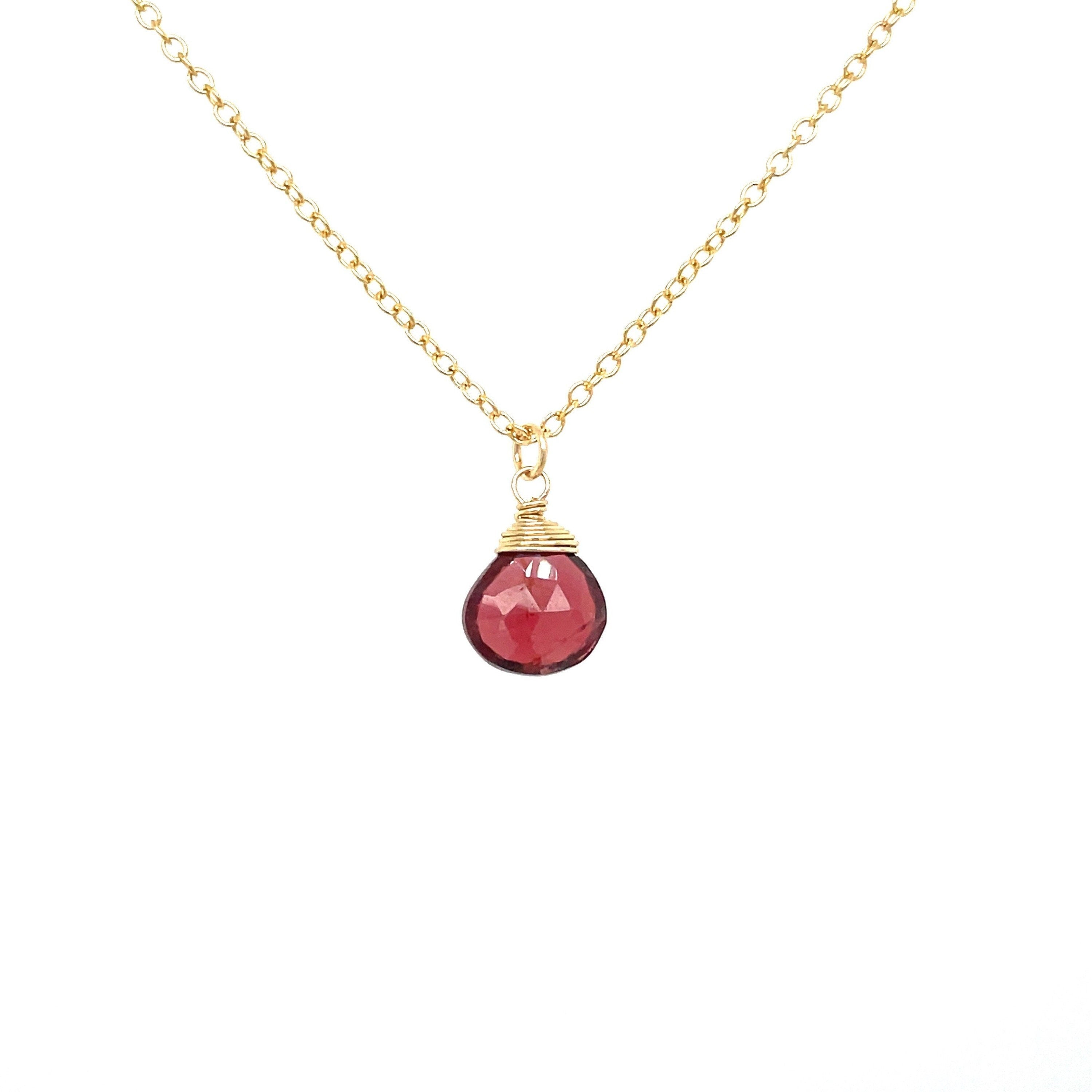 Red Garnet Necklace, January Birthstone Hannah May Jewelry