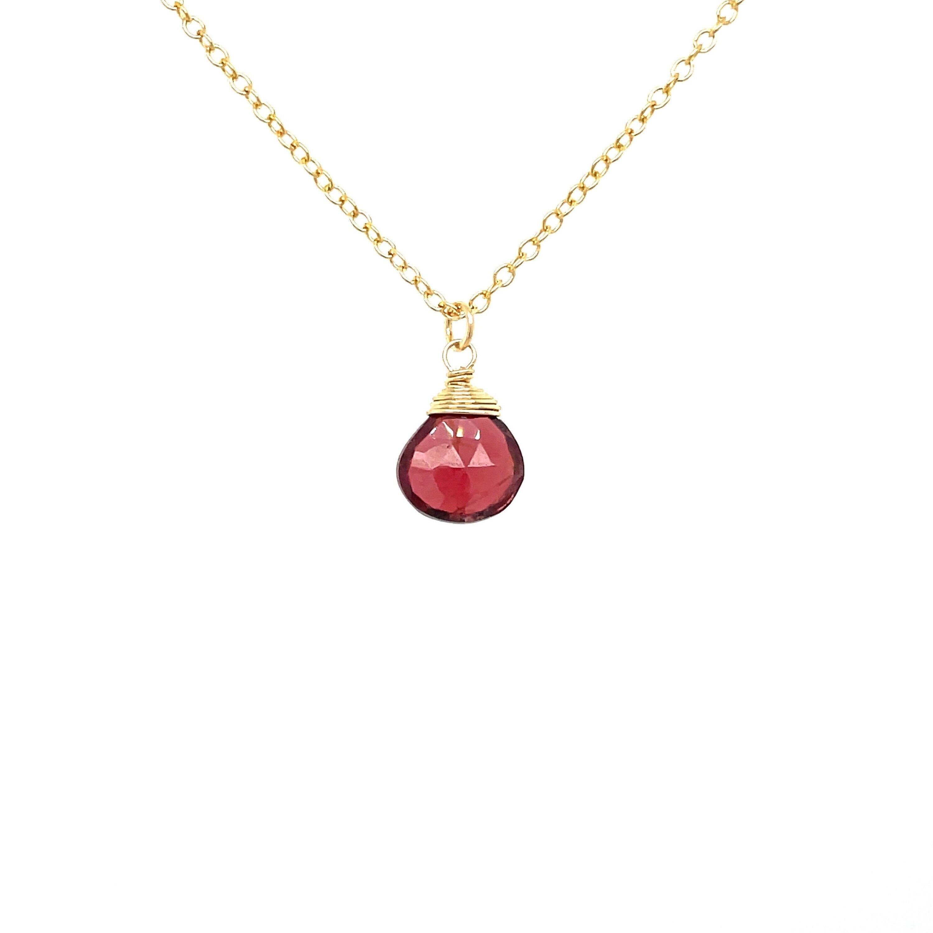Red Garnet Necklace, January Birthstone Hannah May Jewelry