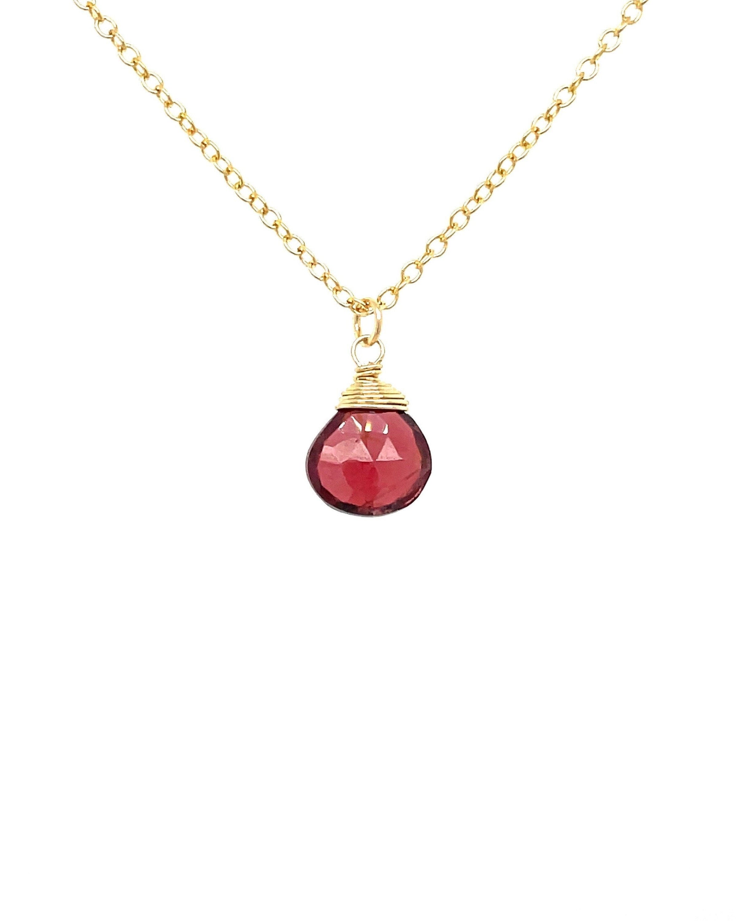 Red Garnet Gem Drop Necklace by Hannah May Jewelry