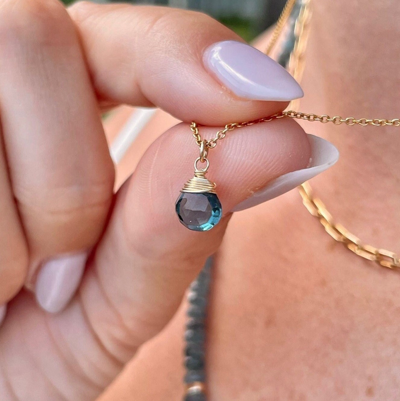 London Blue Topaz Necklace, December Birthstone Hannah May Jewelry