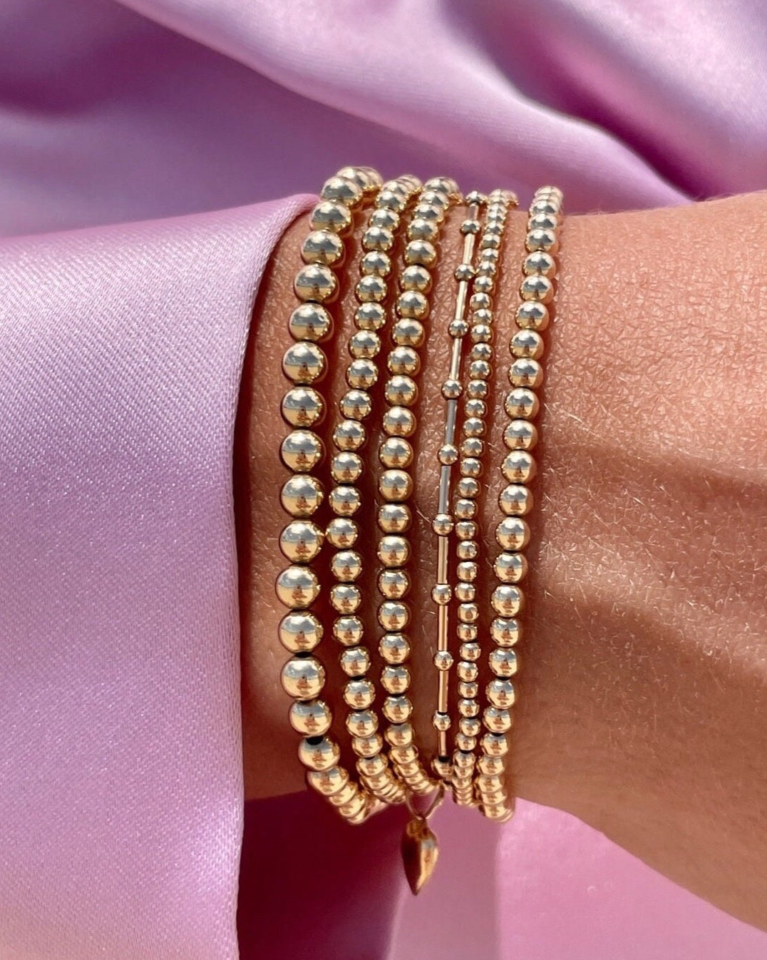 4mm Gold Beaded Bracelet by Hannah May Jewelry