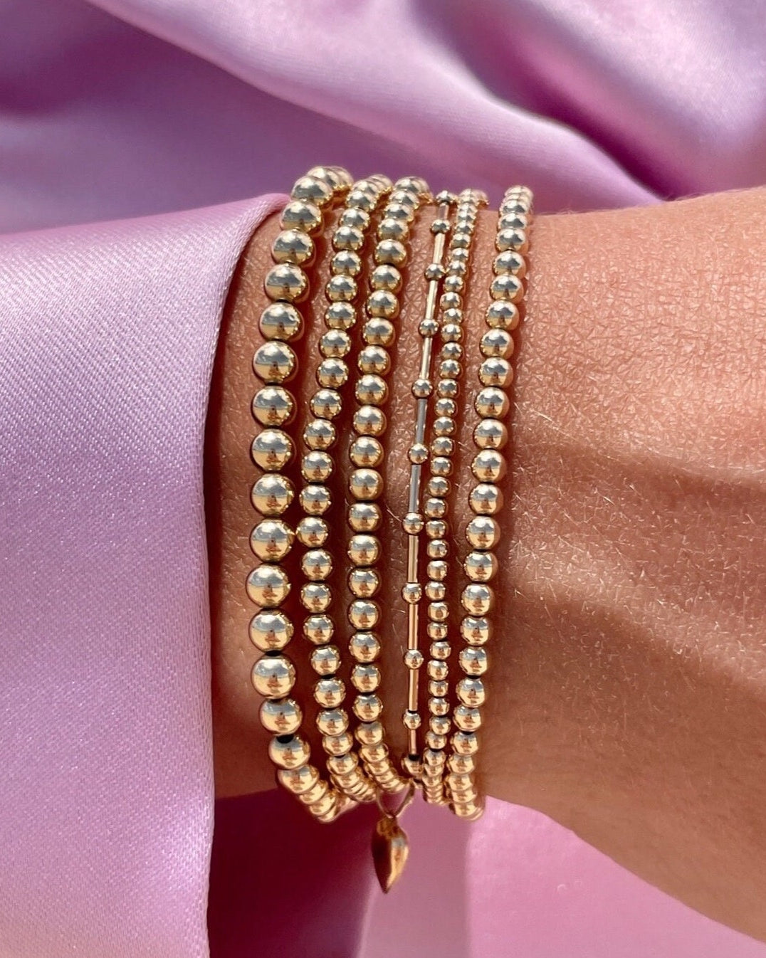 Gold Beaded Bracelet 4mm Hannah May Jewelry