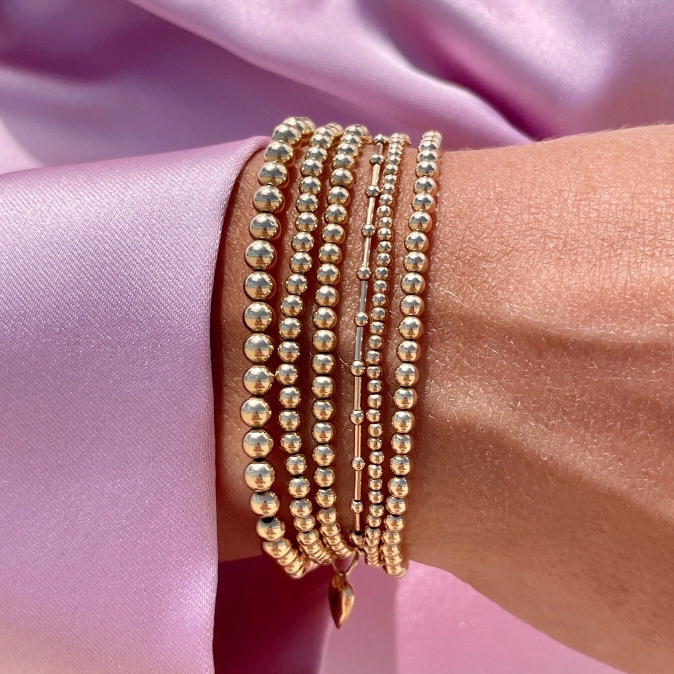 Gold Beaded Bracelet 4mm Hannah May Jewelry