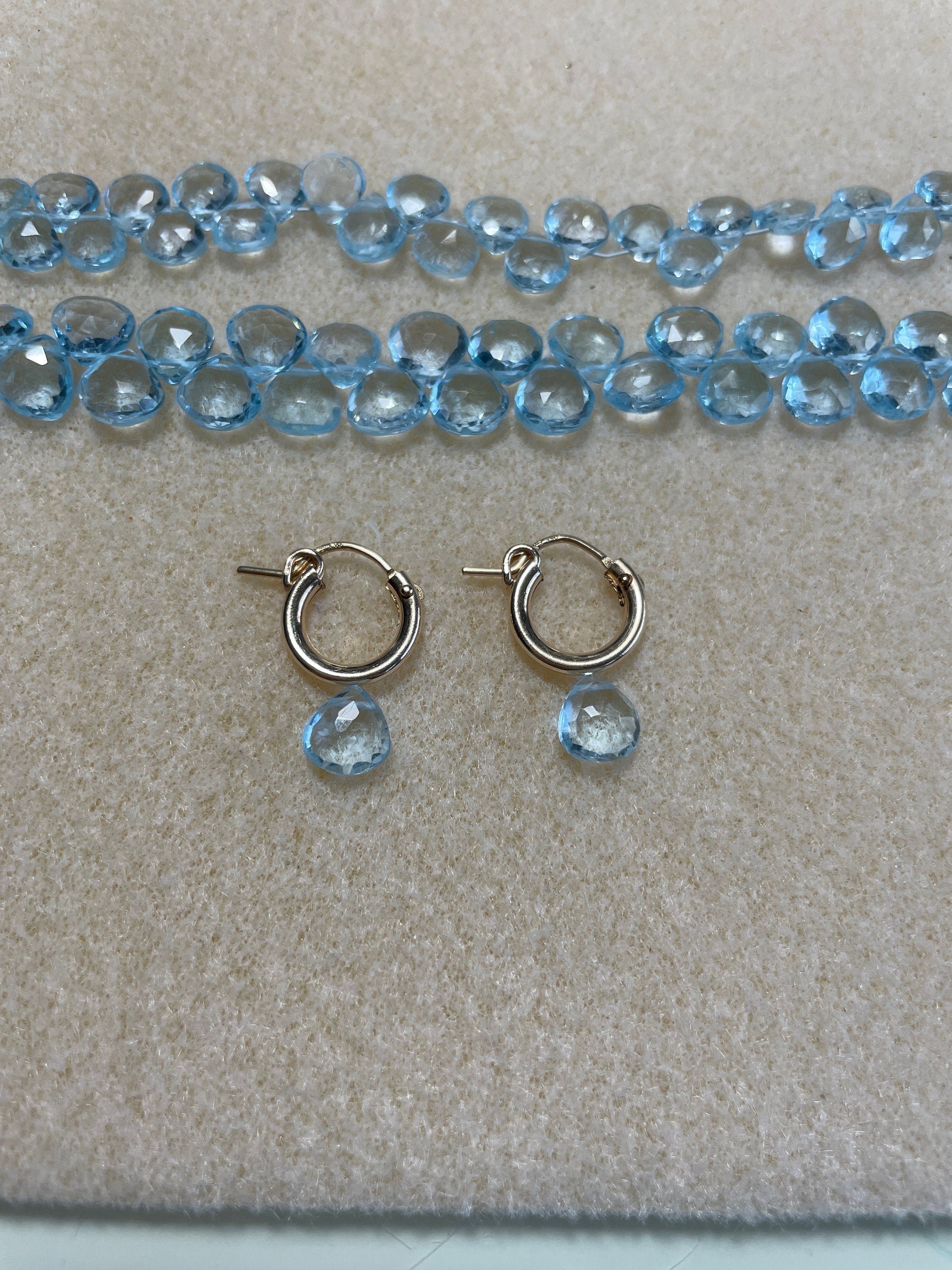 Sky Blue Topaz Huggie Hoop Earrings – December Birthstone, 14k Gold-Filled or Sterling Silver, 12mm Hannah May Jewelry