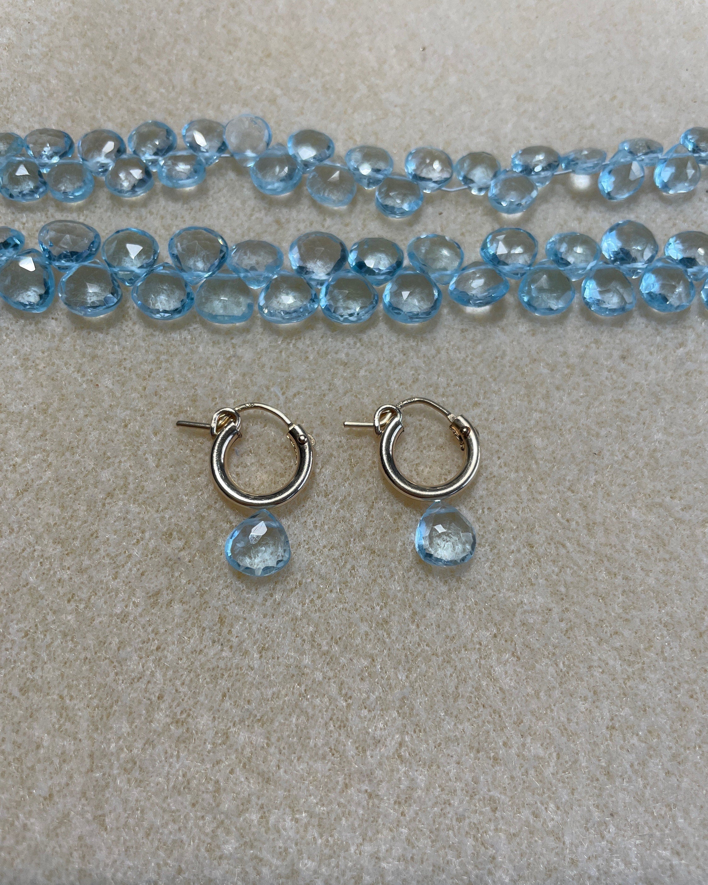 Sky Blue Topaz Huggie Hoop Earrings – December Birthstone, 14k Gold-Filled or Sterling Silver, 12mm Hannah May Jewelry