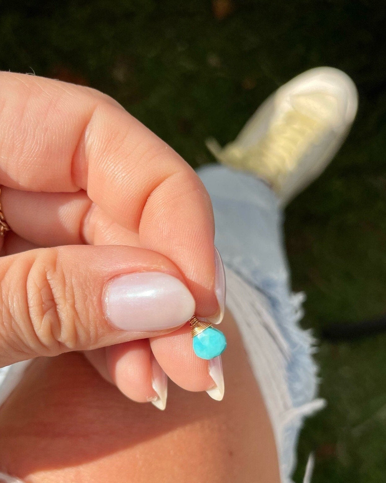 Sleeping Beauty Turquoise Gem Drop Necklace by Hannah May Jewelry