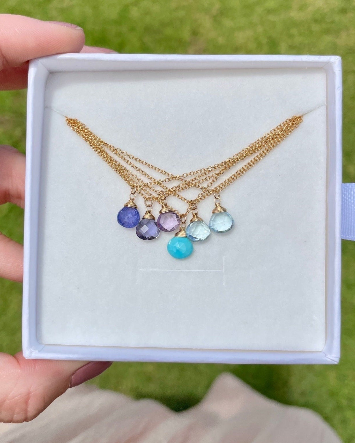 Sleeping Beauty Turquoise Gem Drop Necklace by Hannah May Jewelry