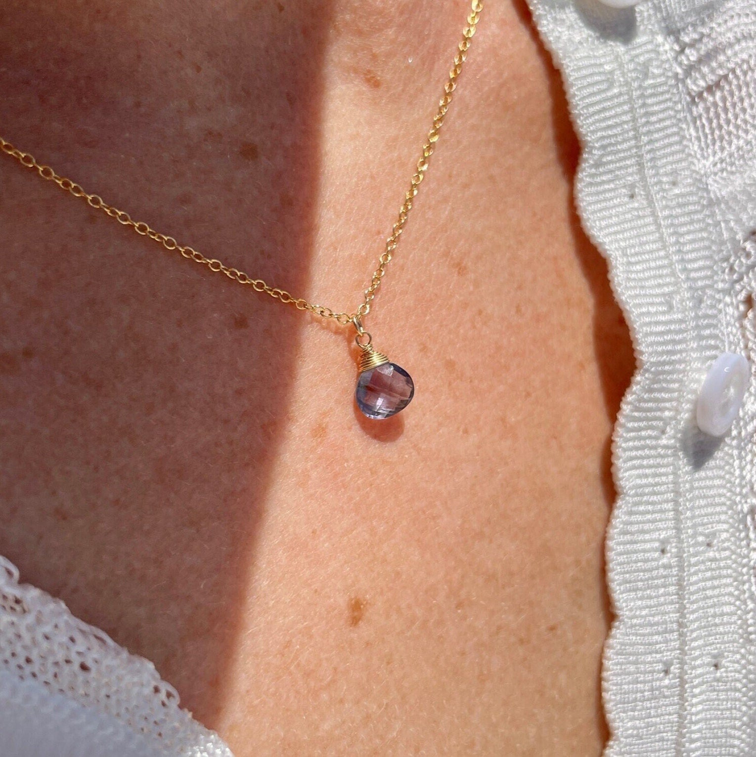 Iolite Necklace, September Birthstone Hannah May Jewelry