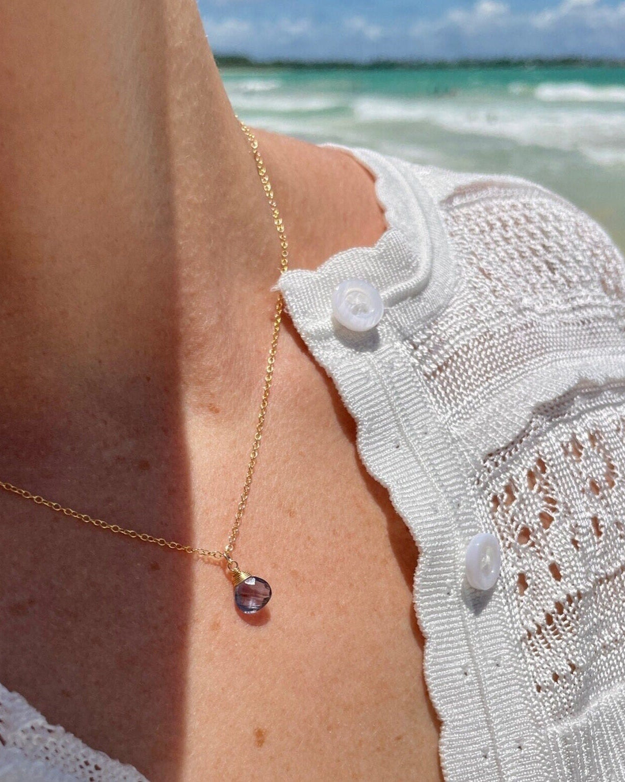 Iolite Necklace, September Birthstone Hannah May Jewelry