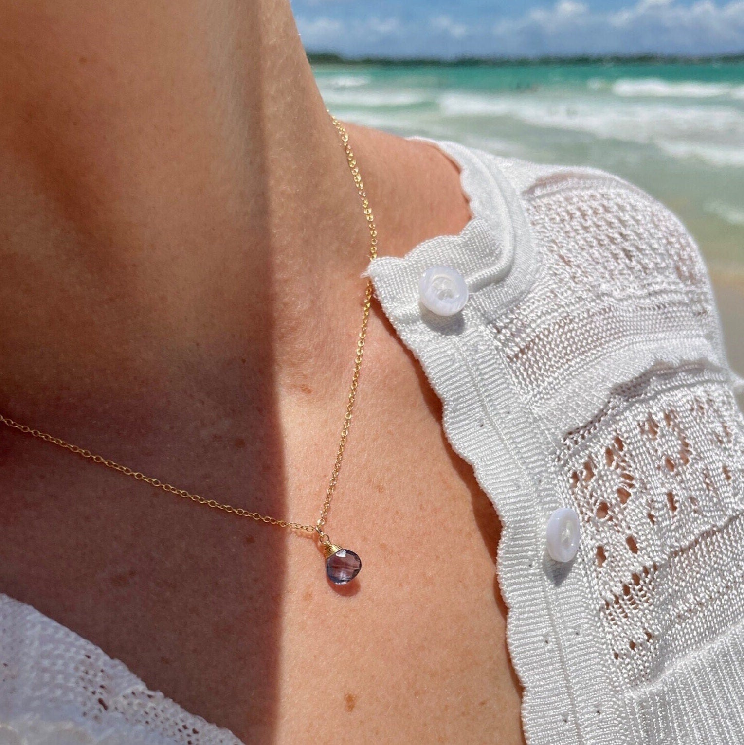 Iolite Necklace, September Birthstone Hannah May Jewelry