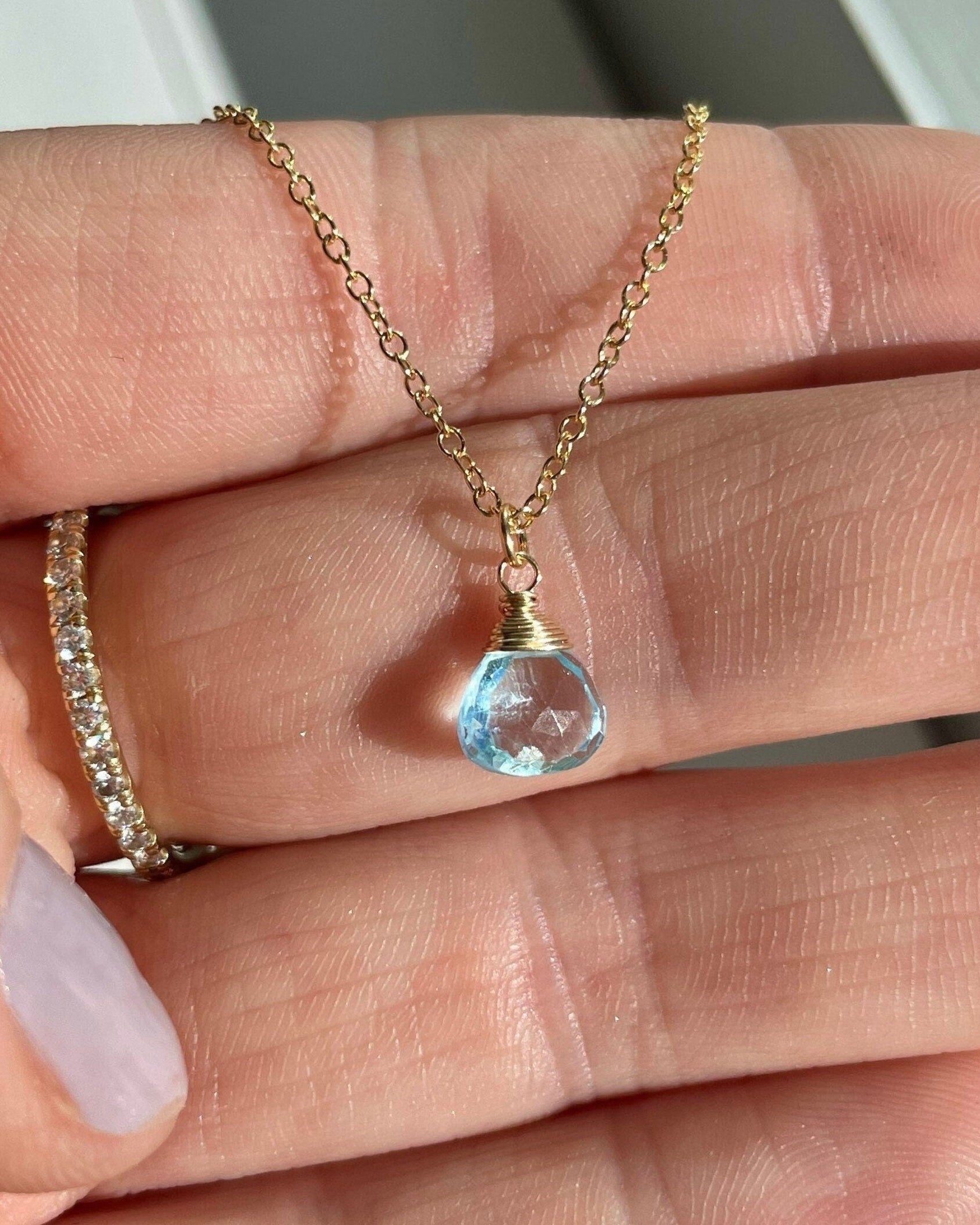 Blue Topaz Necklace, December Birthstone Hannah May Jewelry