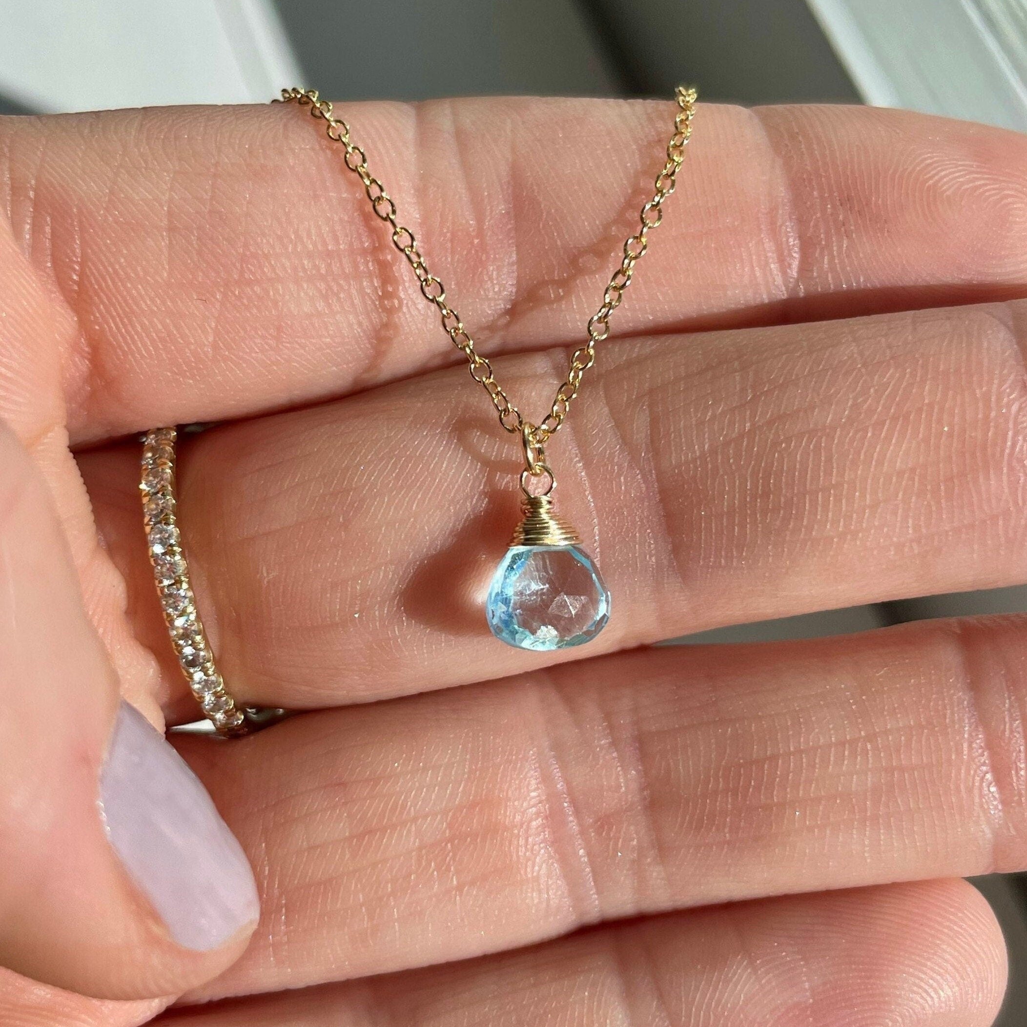 Blue Topaz Necklace, December Birthstone Hannah May Jewelry