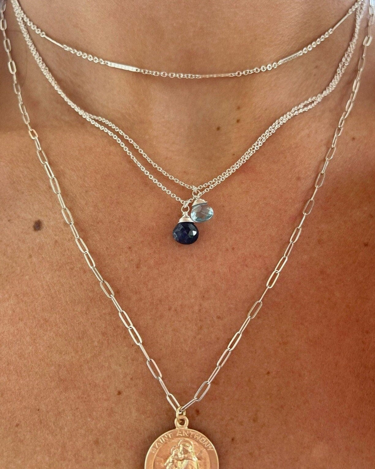 Blue Topaz Necklace, December Birthstone Hannah May Jewelry
