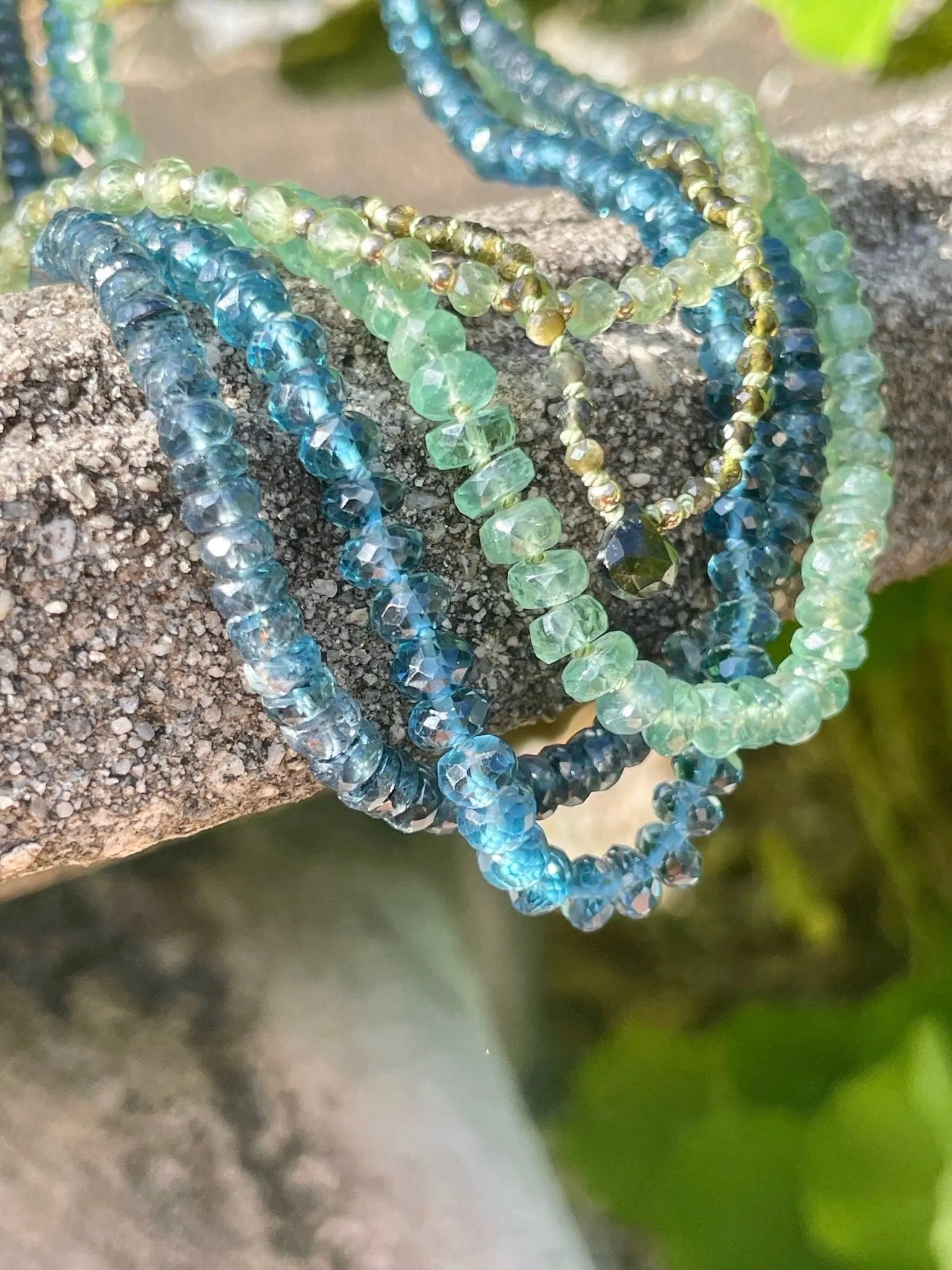 Kyanite Necklace Hand Knotted on Silk Hannah May