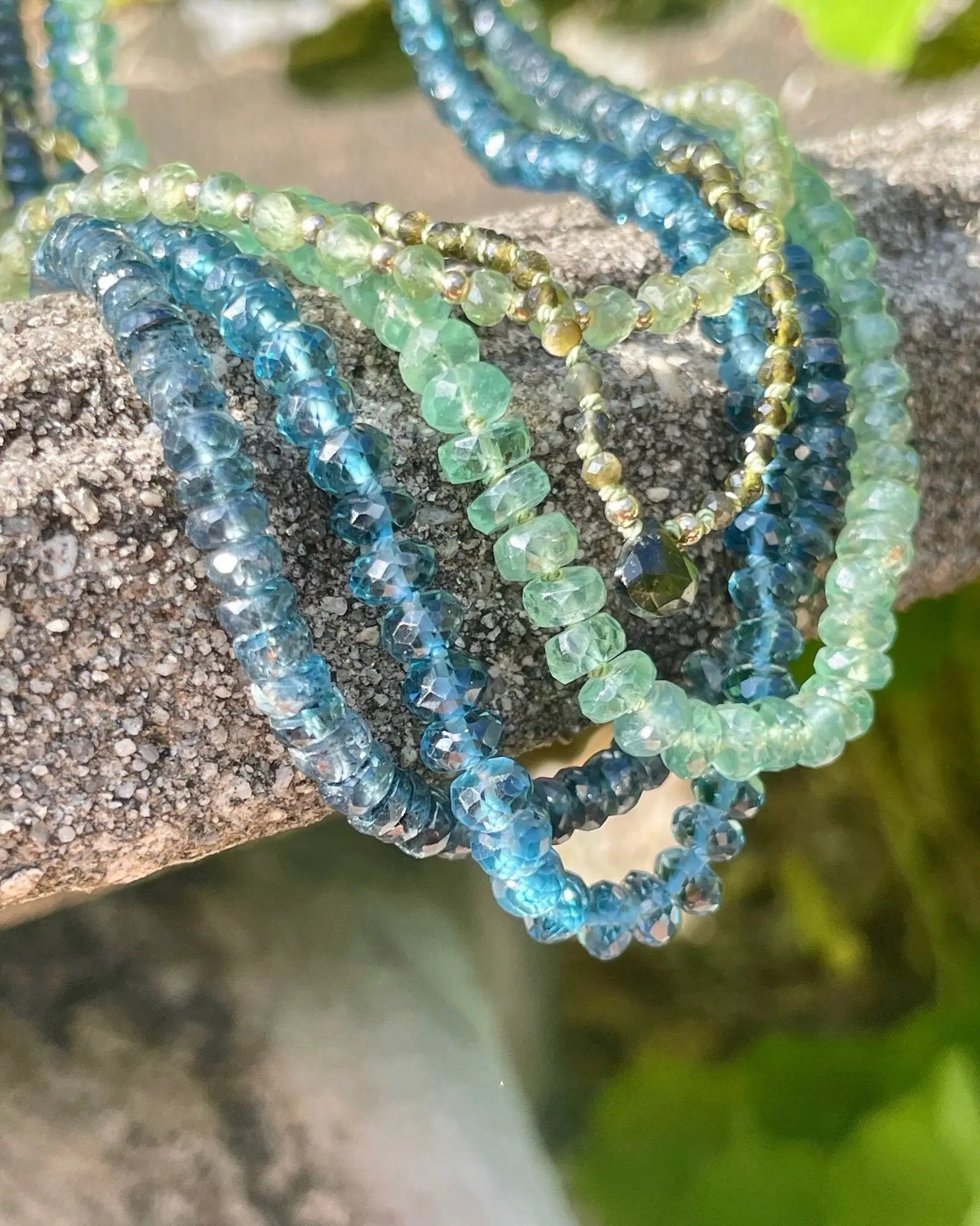 Kyanite Necklace Hand Knotted on Silk Hannah May