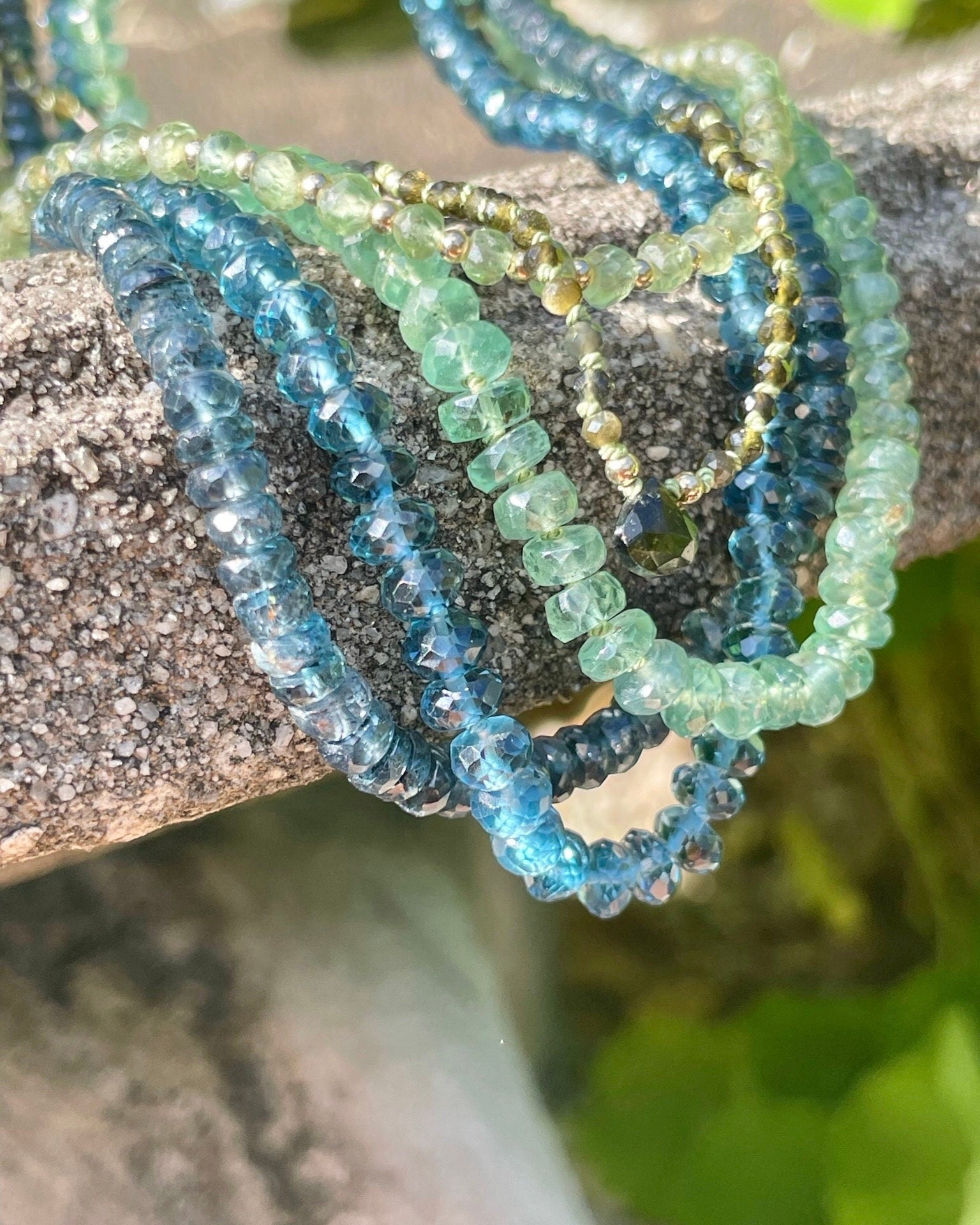 London Blue Topaz 18" Silk-Knotted Necklace – December Birthstone, 14k Gold Clasp Hannah May Jewelry