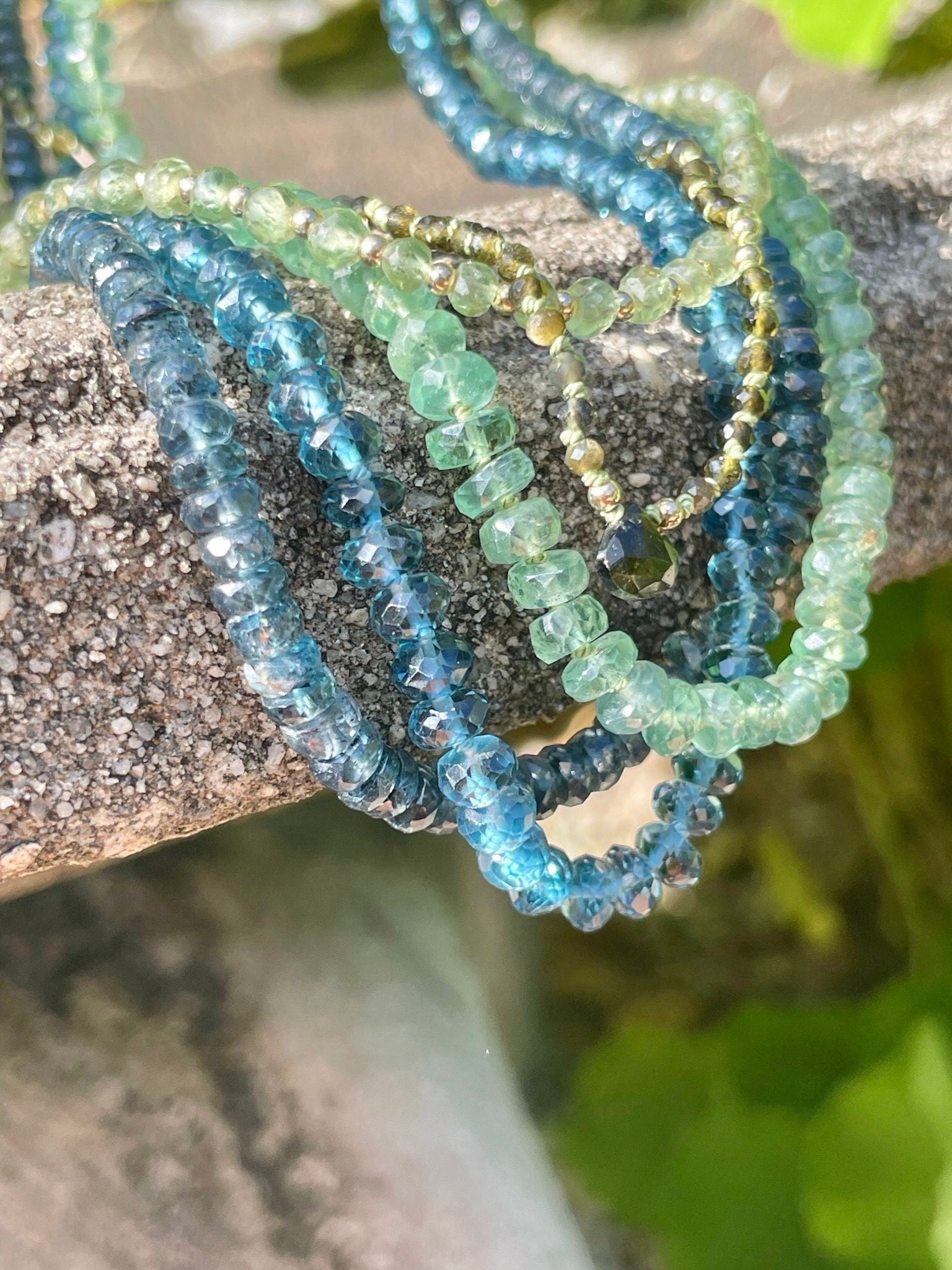 London Blue Topaz 18" Silk-Knotted Necklace – December Birthstone, 14k Gold Clasp Hannah May Jewelry