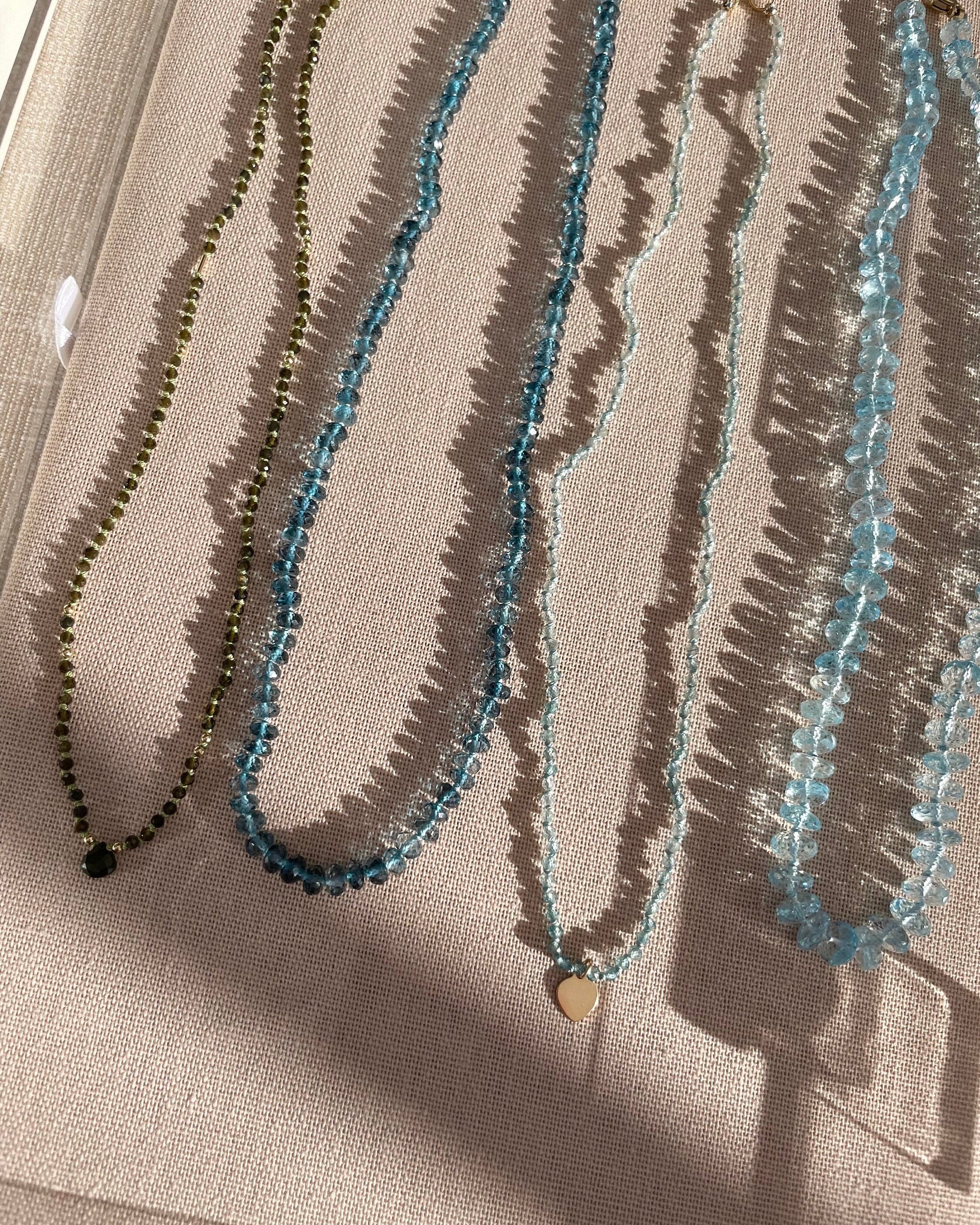 London Blue Topaz 18" Silk-Knotted Necklace – December Birthstone, 14k Gold Clasp Hannah May Jewelry