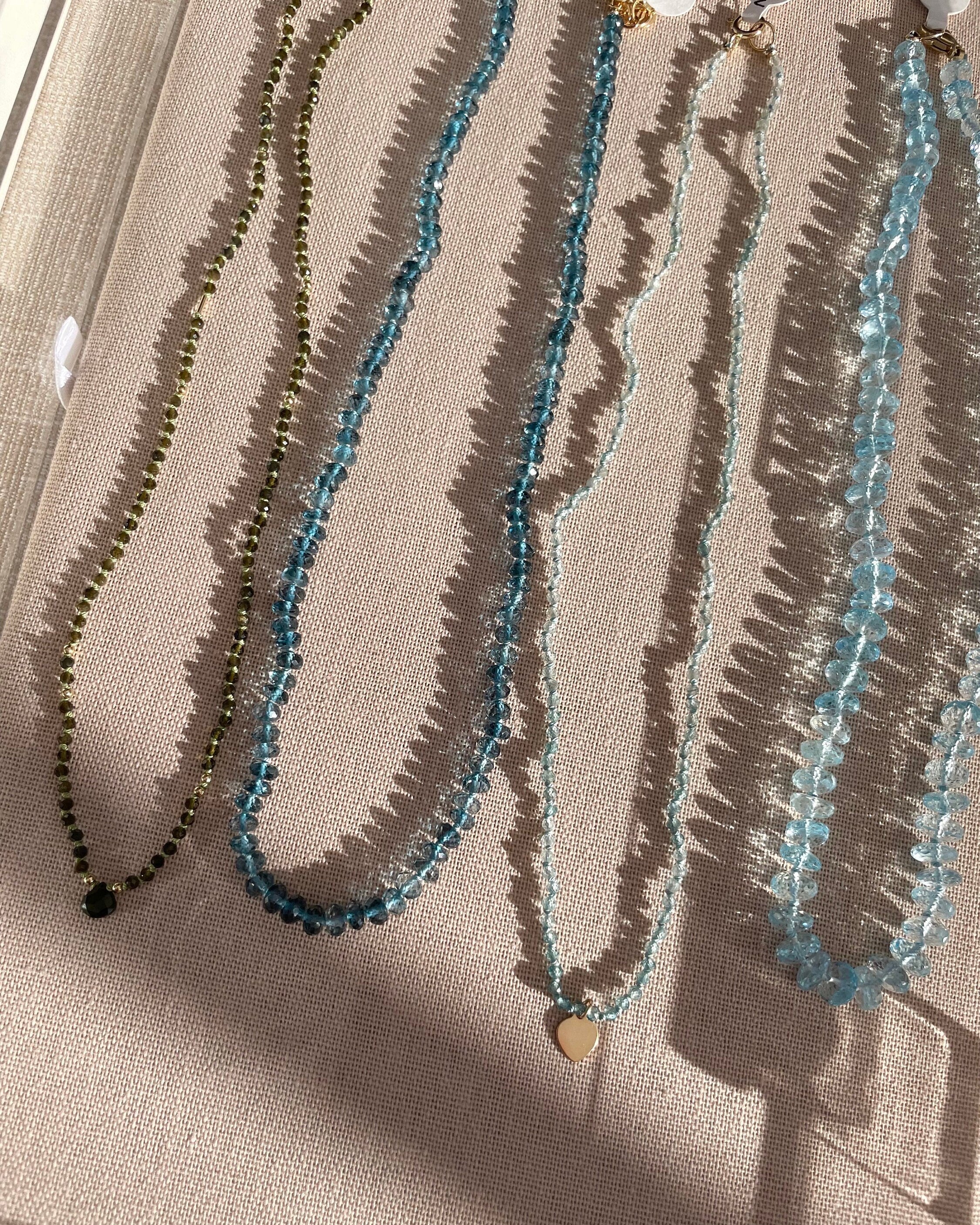 London Blue Topaz Silk Knotted Necklace by Hannah May Jewelry