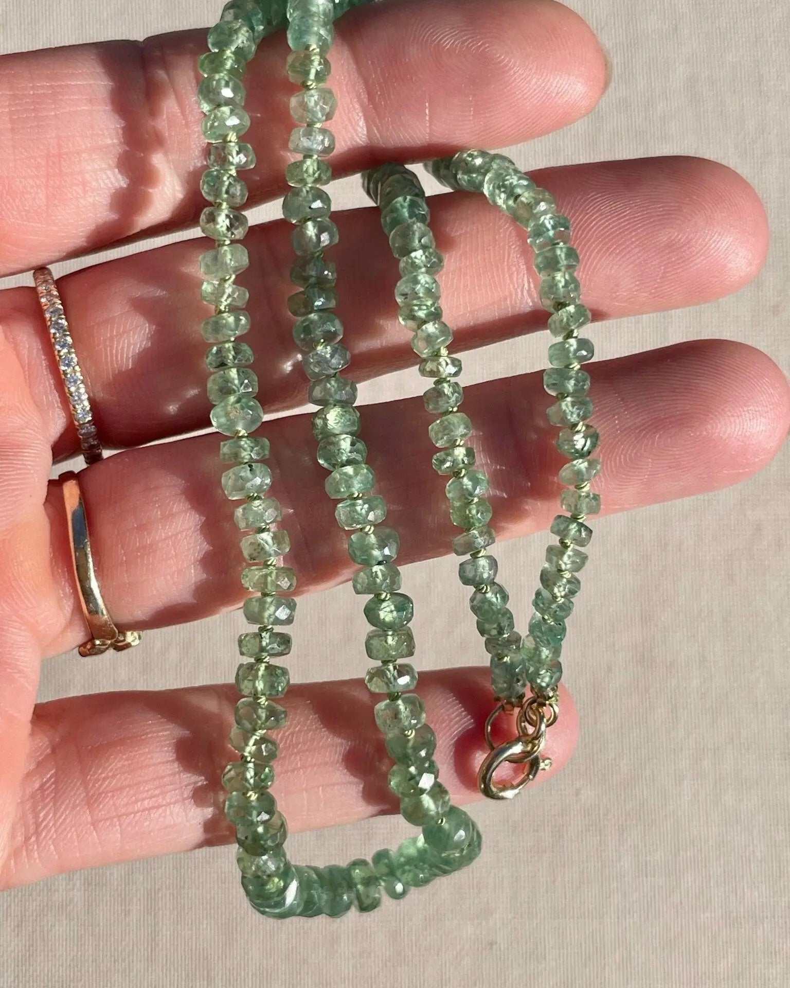 Kyanite Necklace Hand Knotted on Silk Hannah May