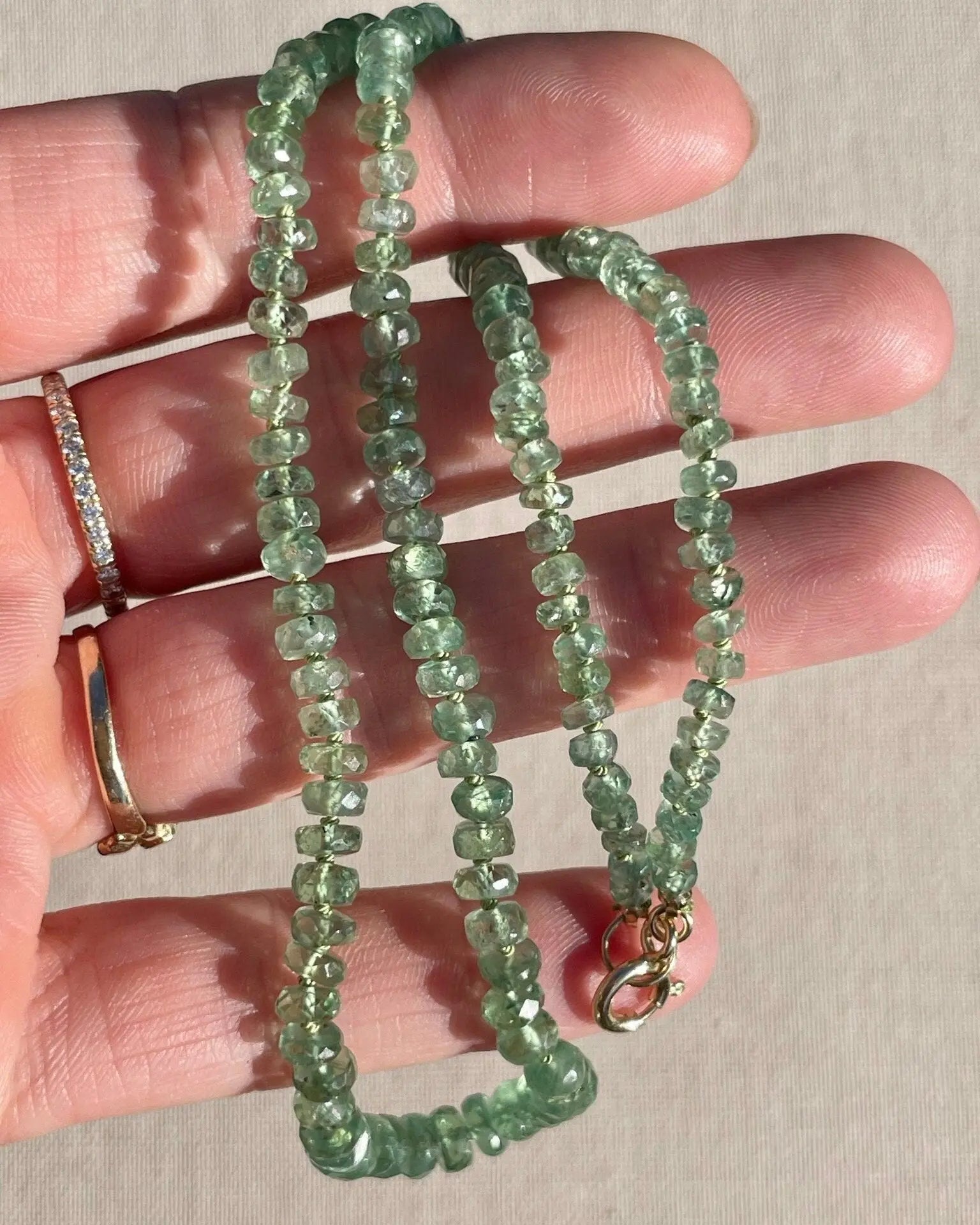 Kyanite Necklace Hand Knotted on Silk Hannah May