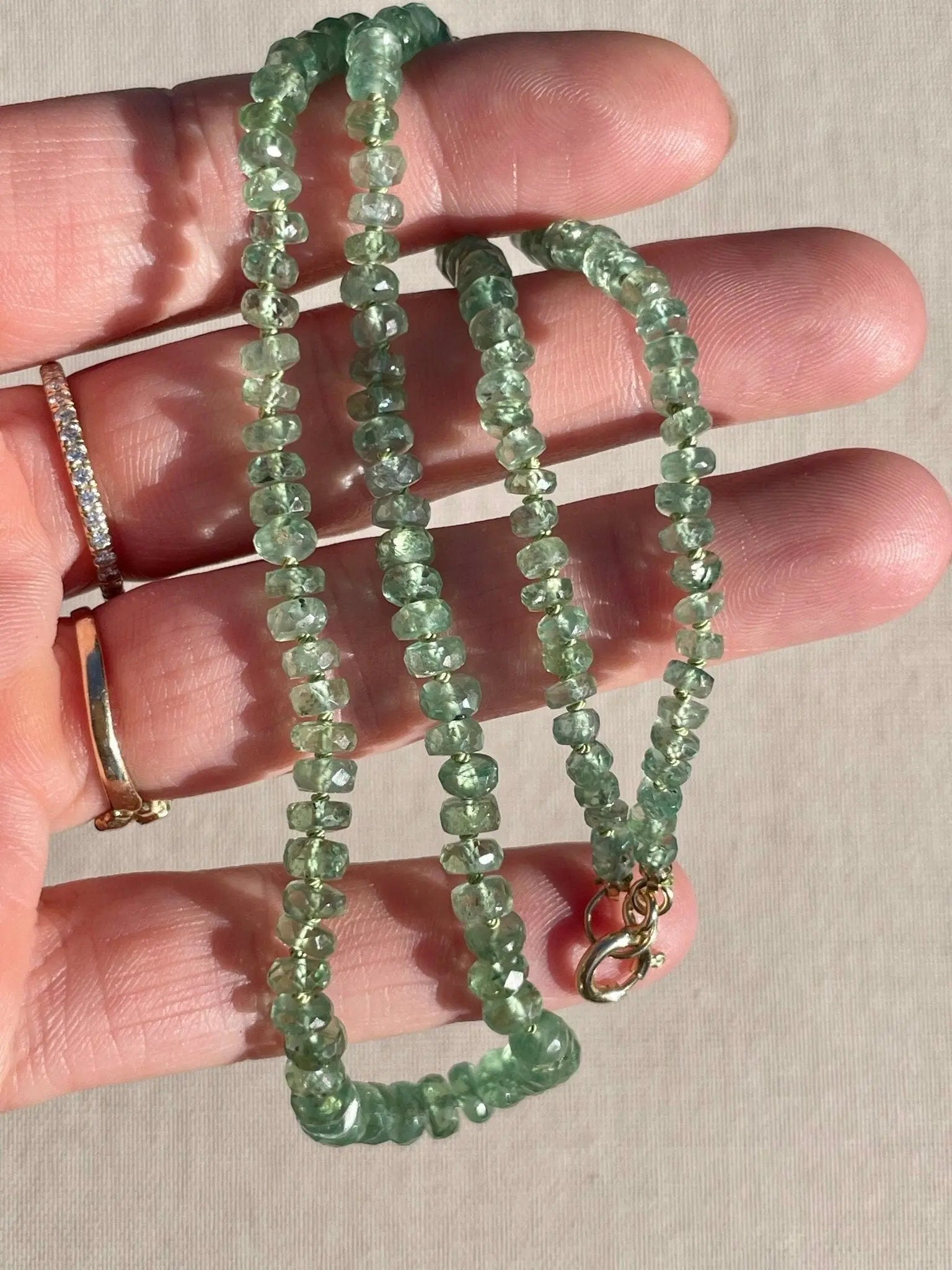 Kyanite Necklace Hand Knotted on Silk Hannah May