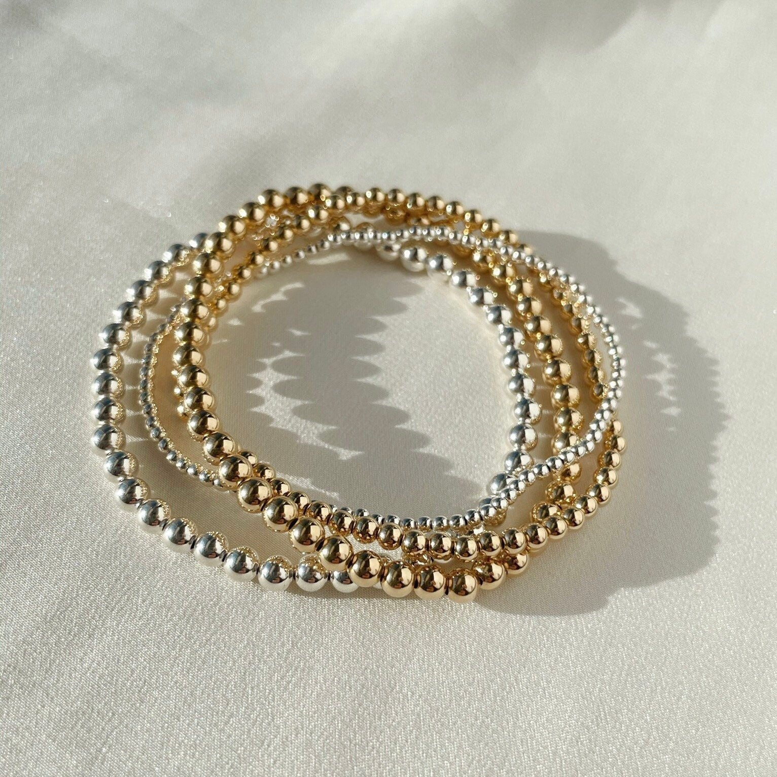 Gold Beaded Bracelet 4mm Hannah May Jewelry