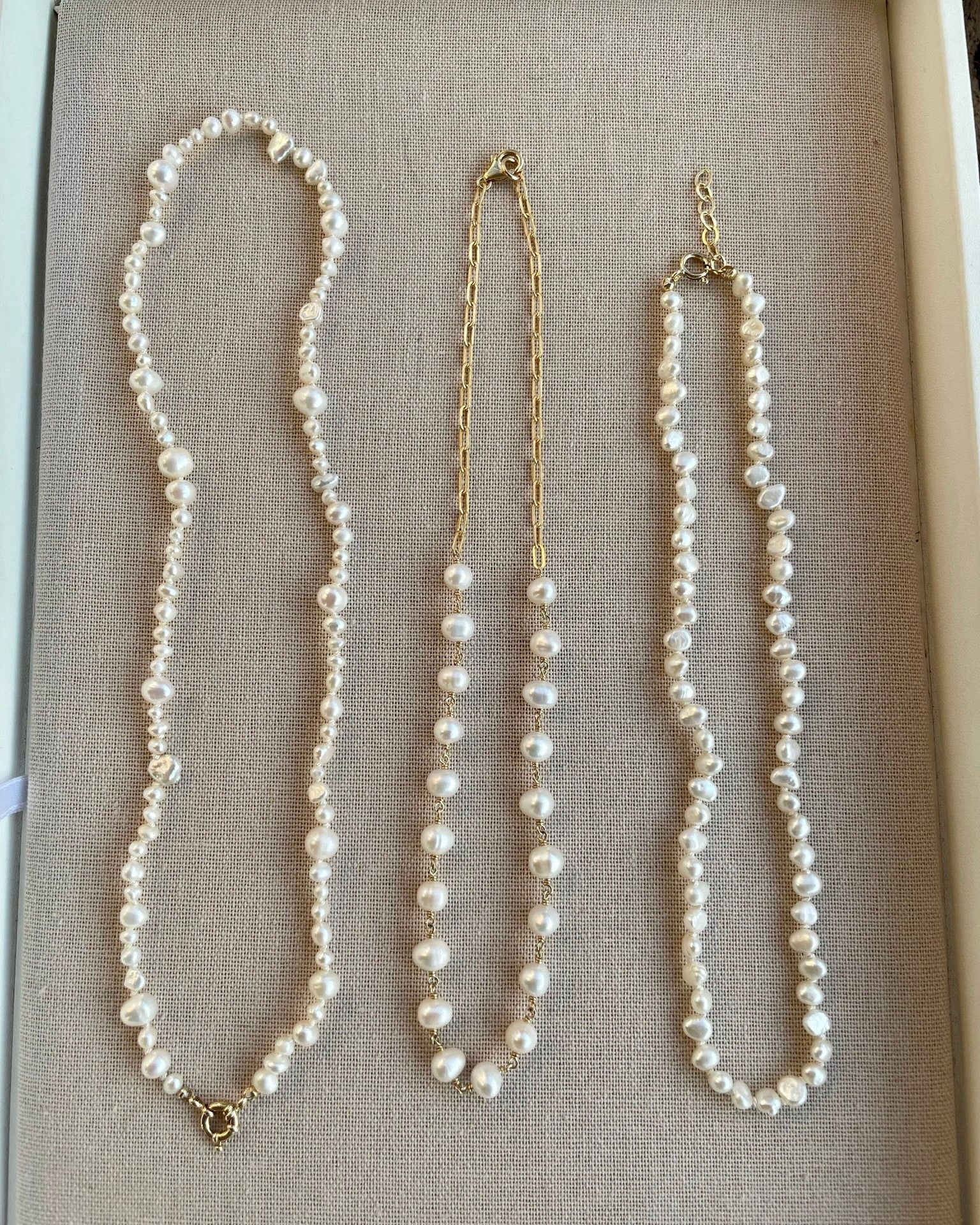 Pearl Chain Link Necklace by Hannah May Jewelry