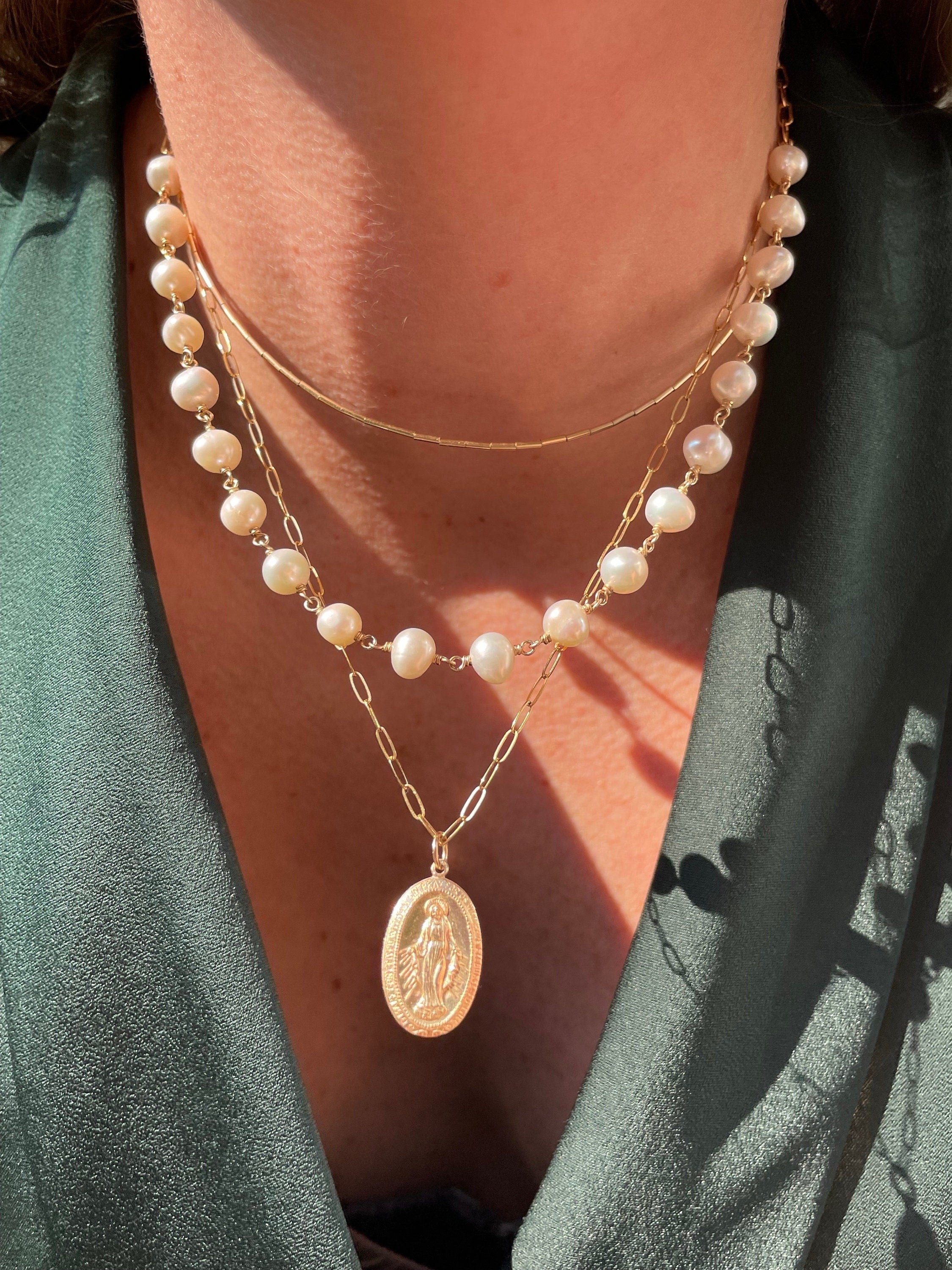 Pearl Chain Link Necklace Hannah May Jewelry