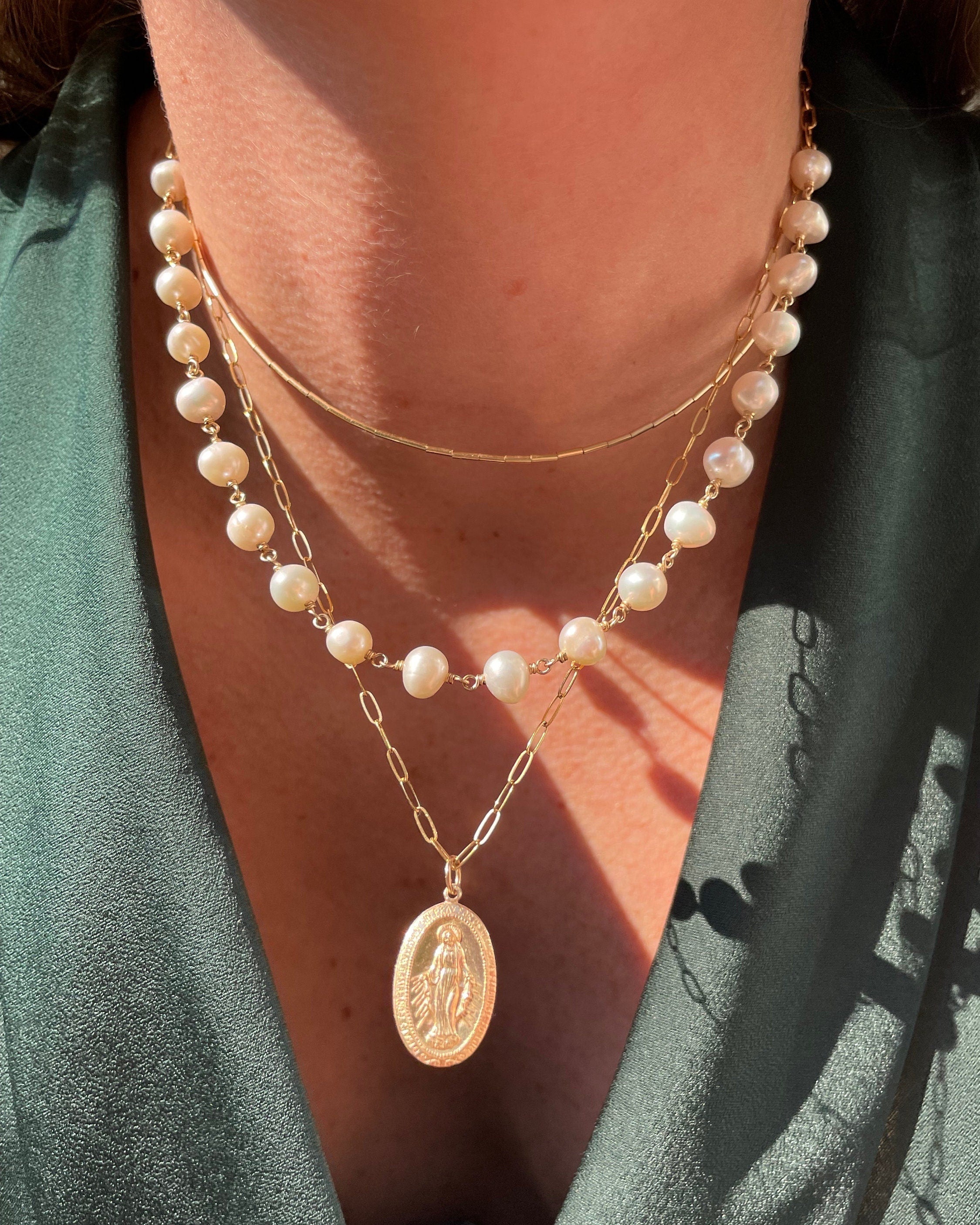 Pearl Chain Link Necklace by Hannah May Jewelry
