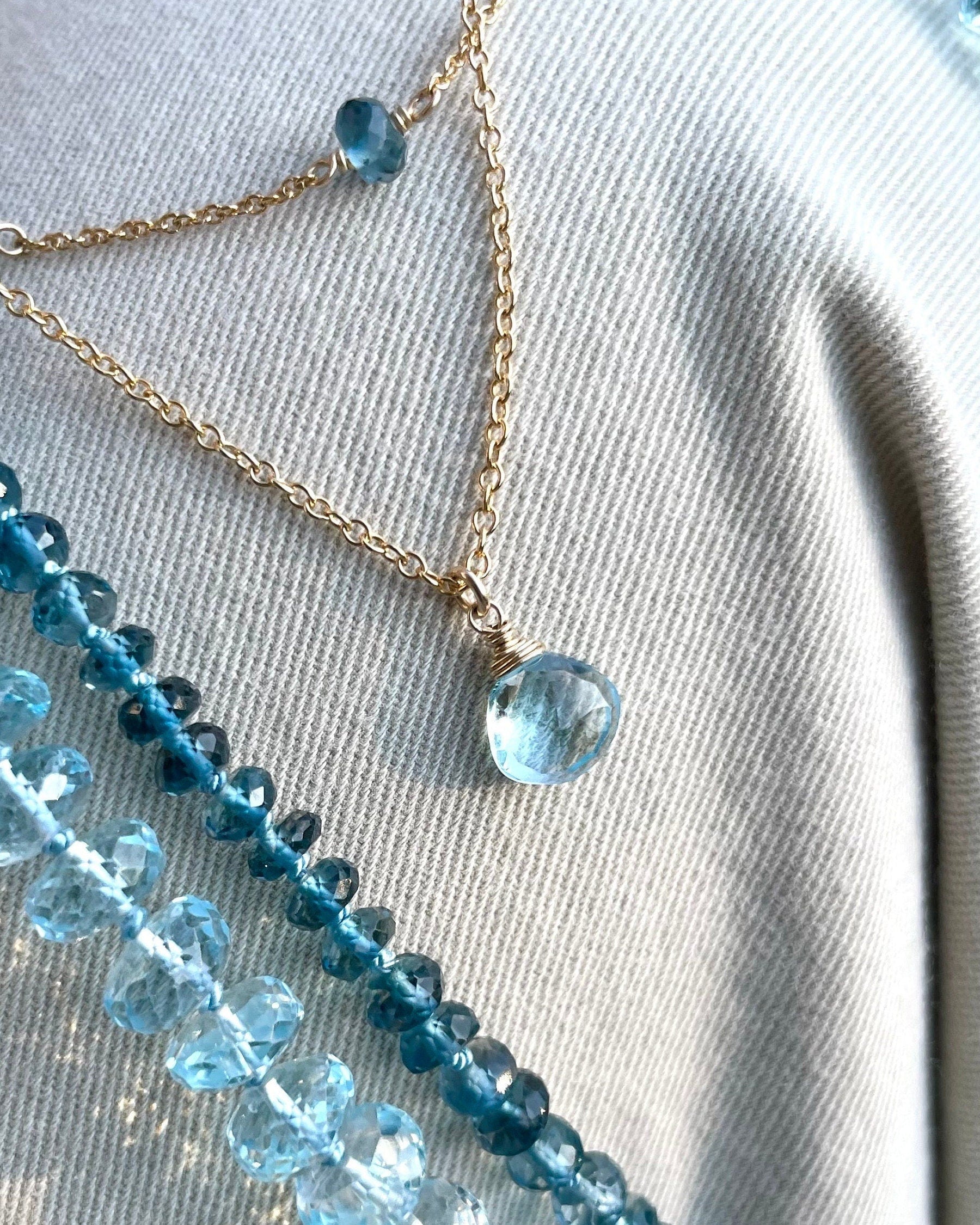 Blue Topaz Necklace, December Birthstone Hannah May Jewelry