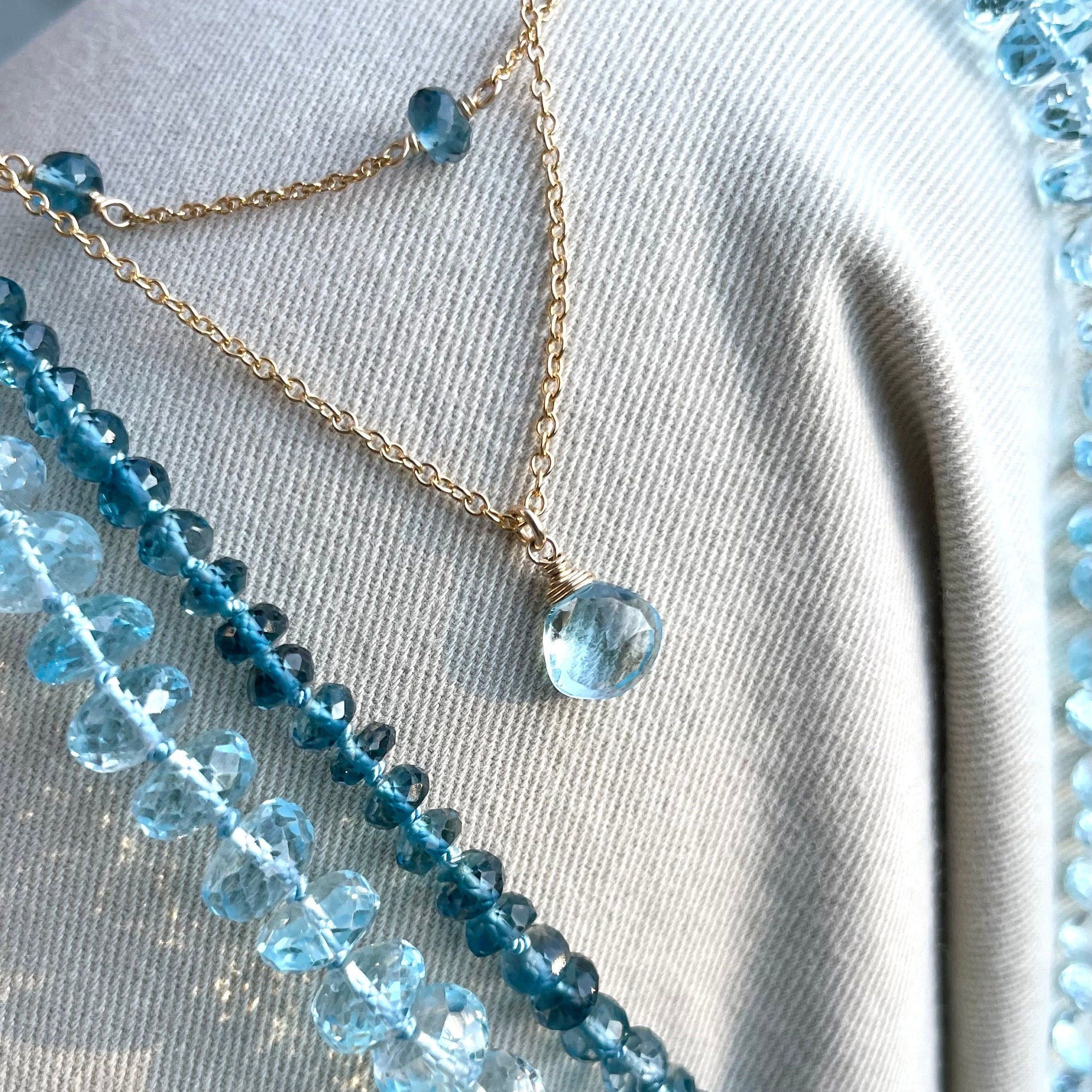 Blue Topaz Necklace, December Birthstone Hannah May Jewelry