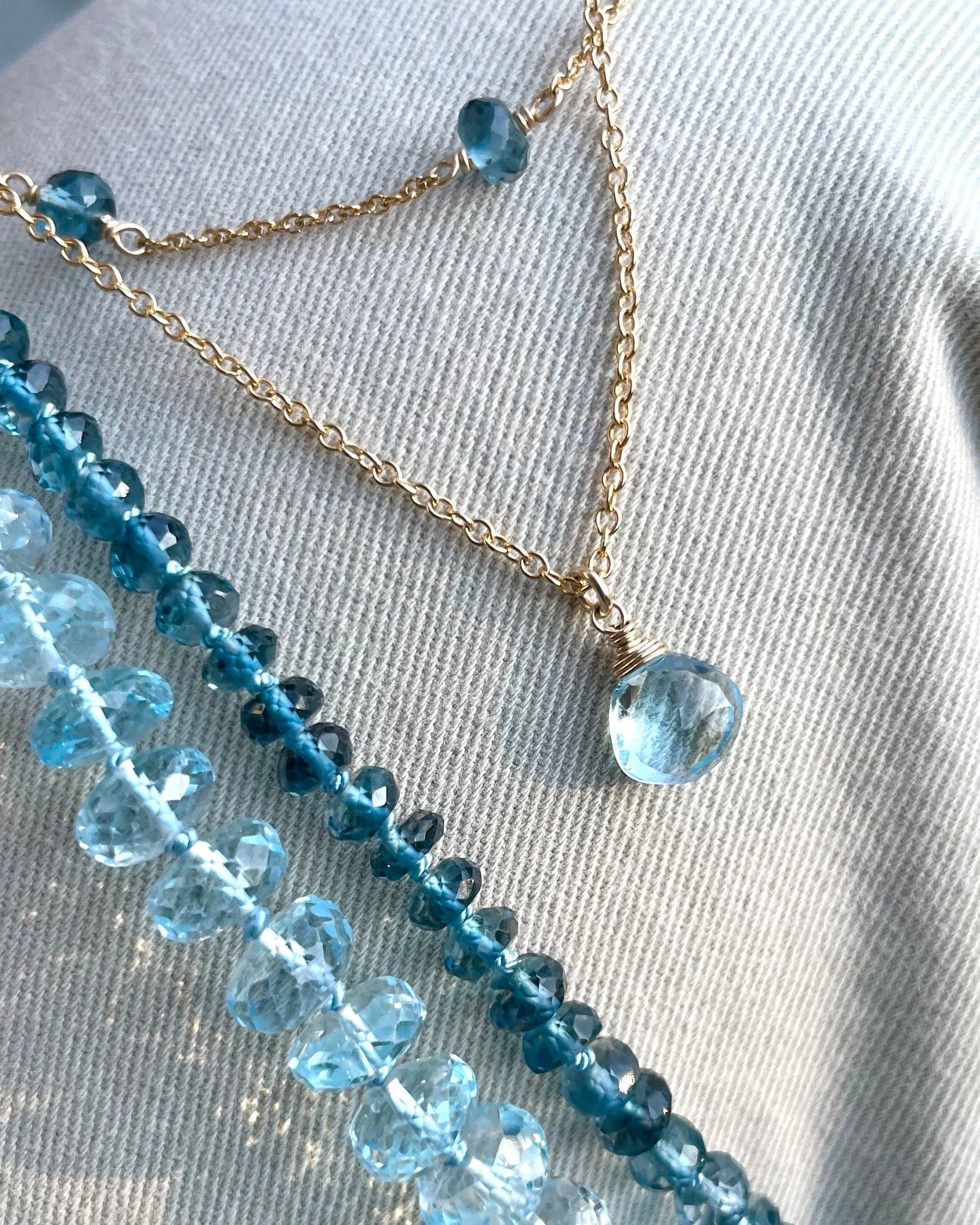 Blue Topaz Necklace, December Birthstone Hannah May Jewelry