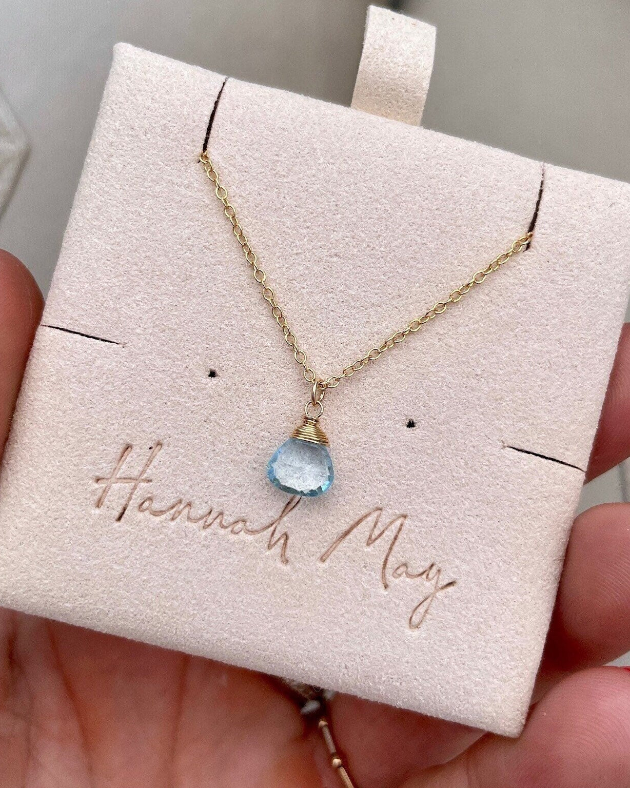 Blue Topaz Necklace, December Birthstone Hannah May Jewelry