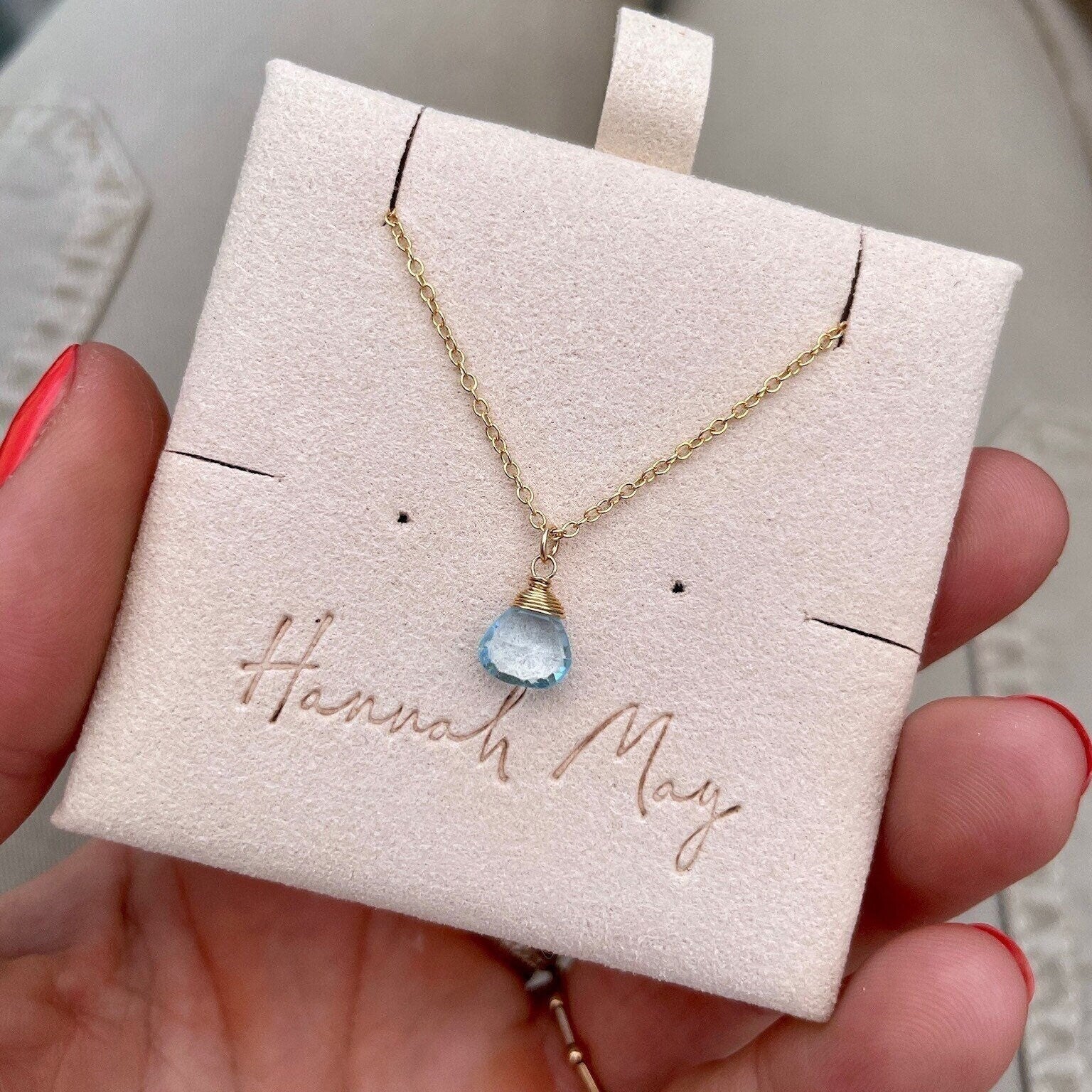 Blue Topaz Necklace, December Birthstone Hannah May Jewelry