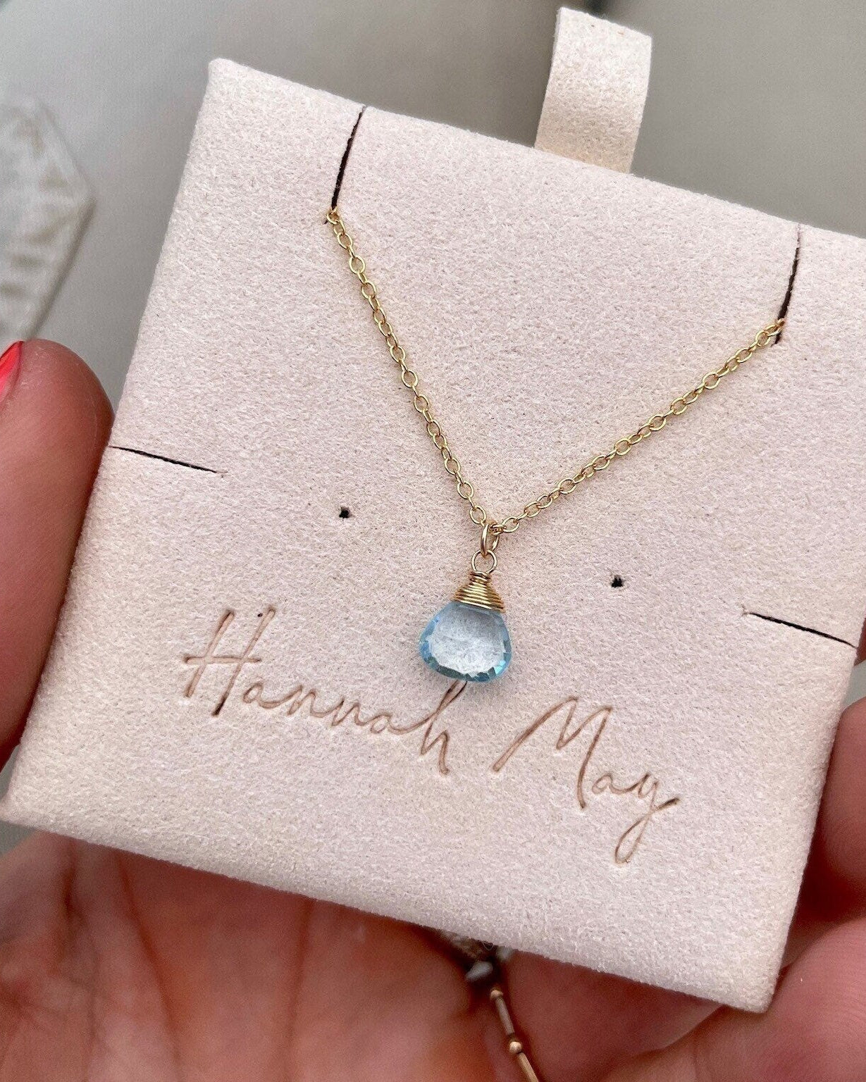 Blue Topaz Necklace, December Birthstone Hannah May Jewelry
