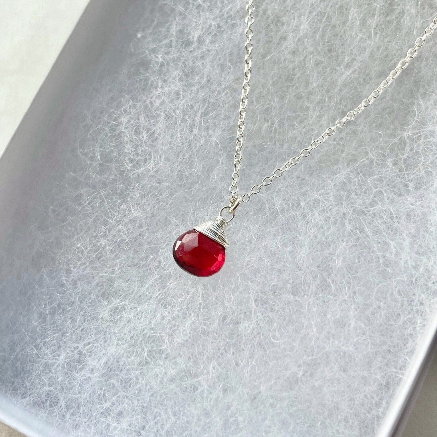 Red Garnet Necklace, January Birthstone Hannah May Jewelry