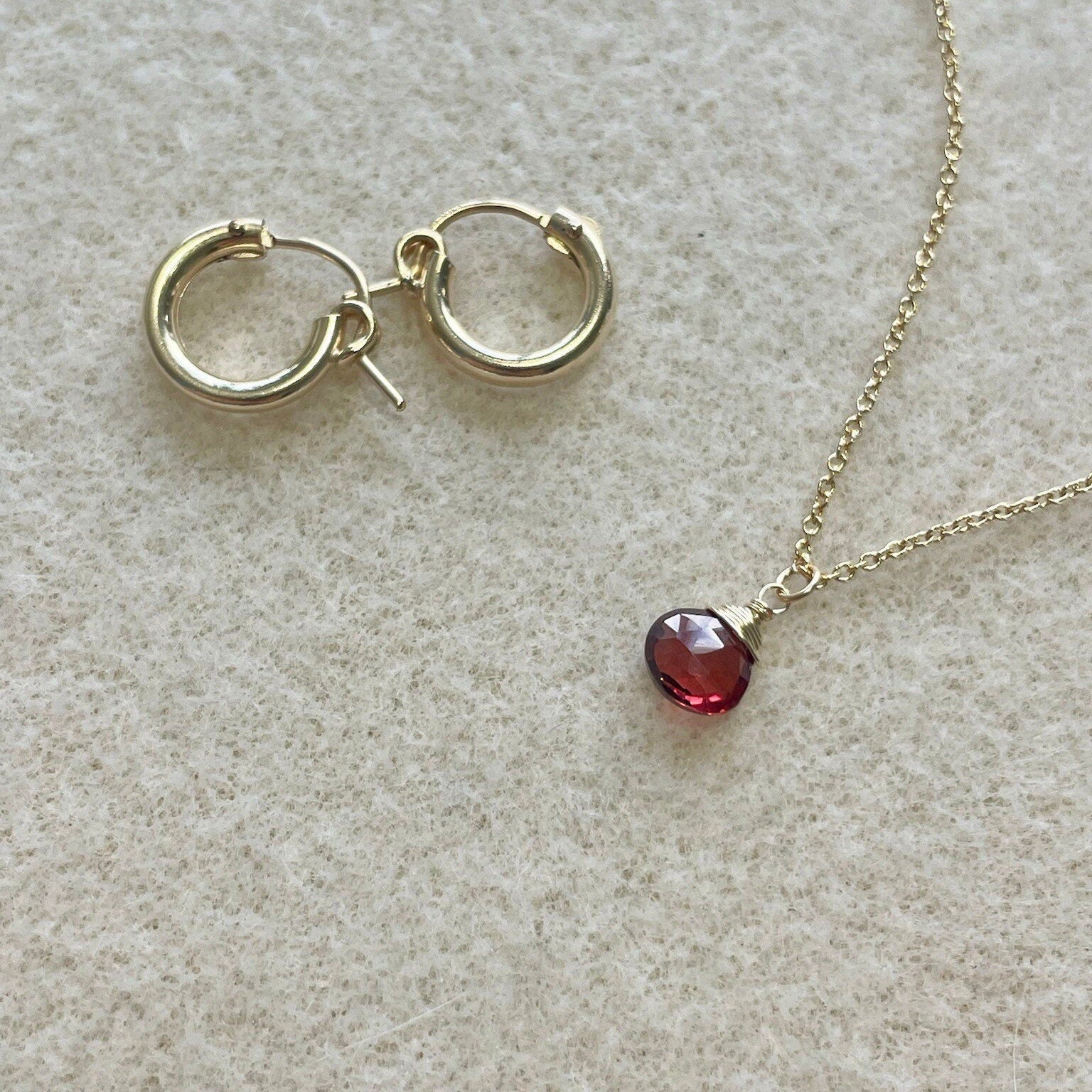 Red Garnet Necklace, January Birthstone Hannah May Jewelry