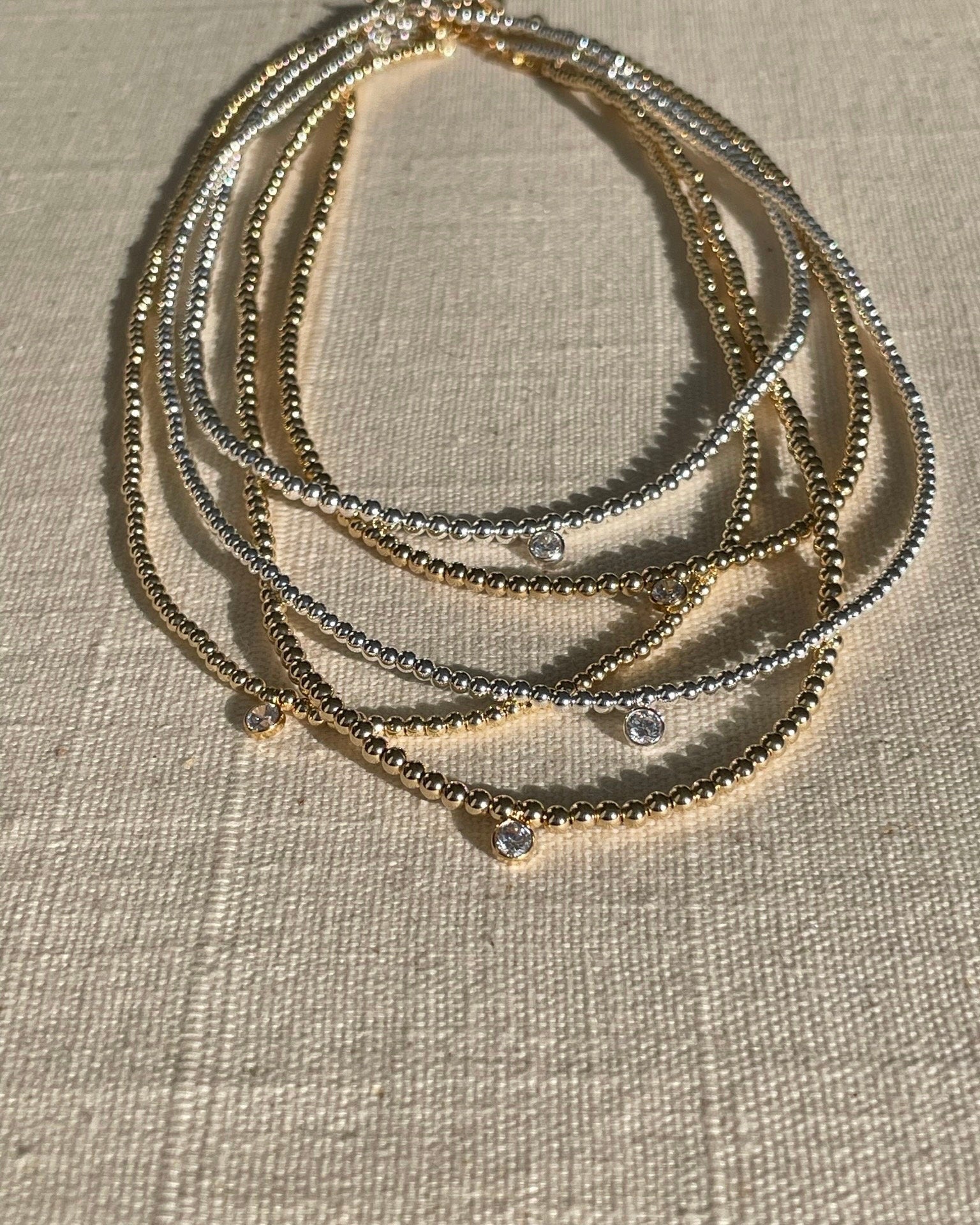 CZ Beaded Gold Necklace, 14k Gold Filled and Sterling Silver Hannah May Jewelry