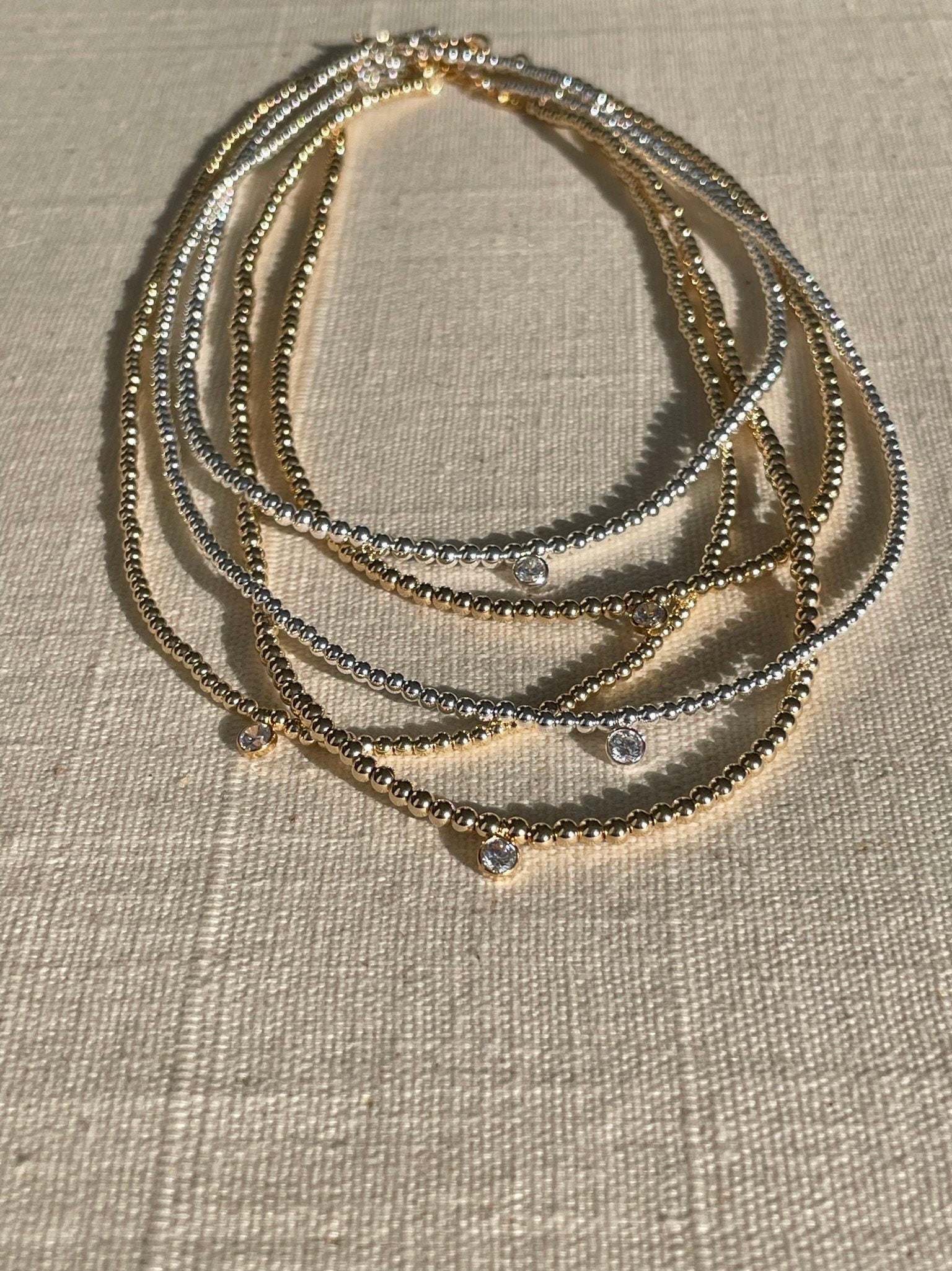 CZ Beaded Gold Necklace, 14k Gold Filled and Sterling Silver Hannah May Jewelry