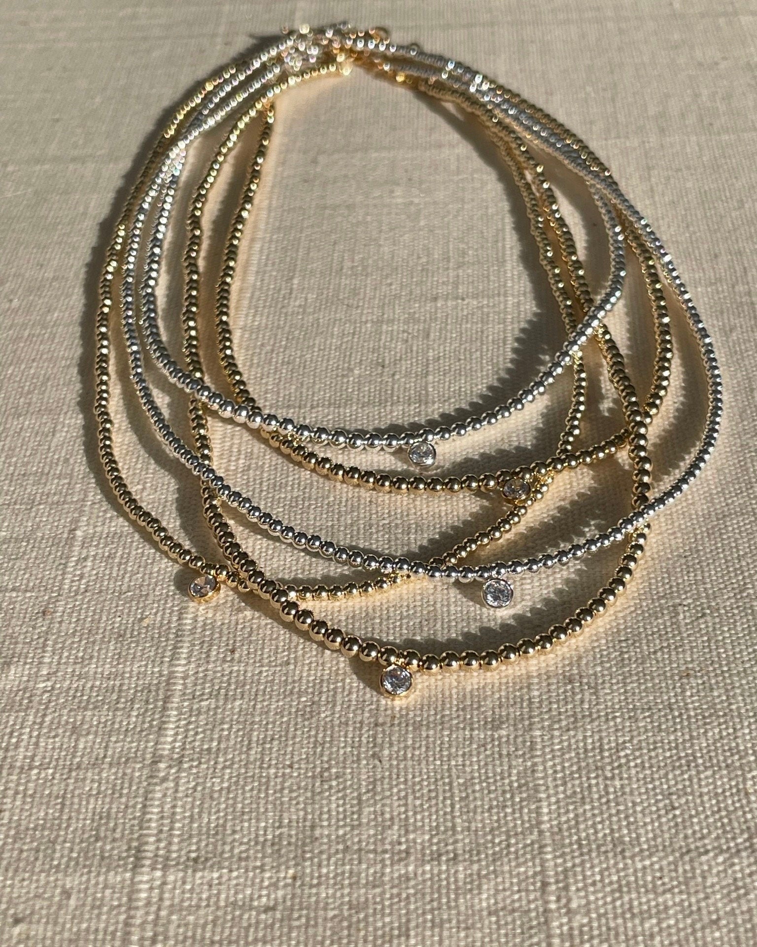 CZ Beaded Gold Necklace by Hannah May Jewelry