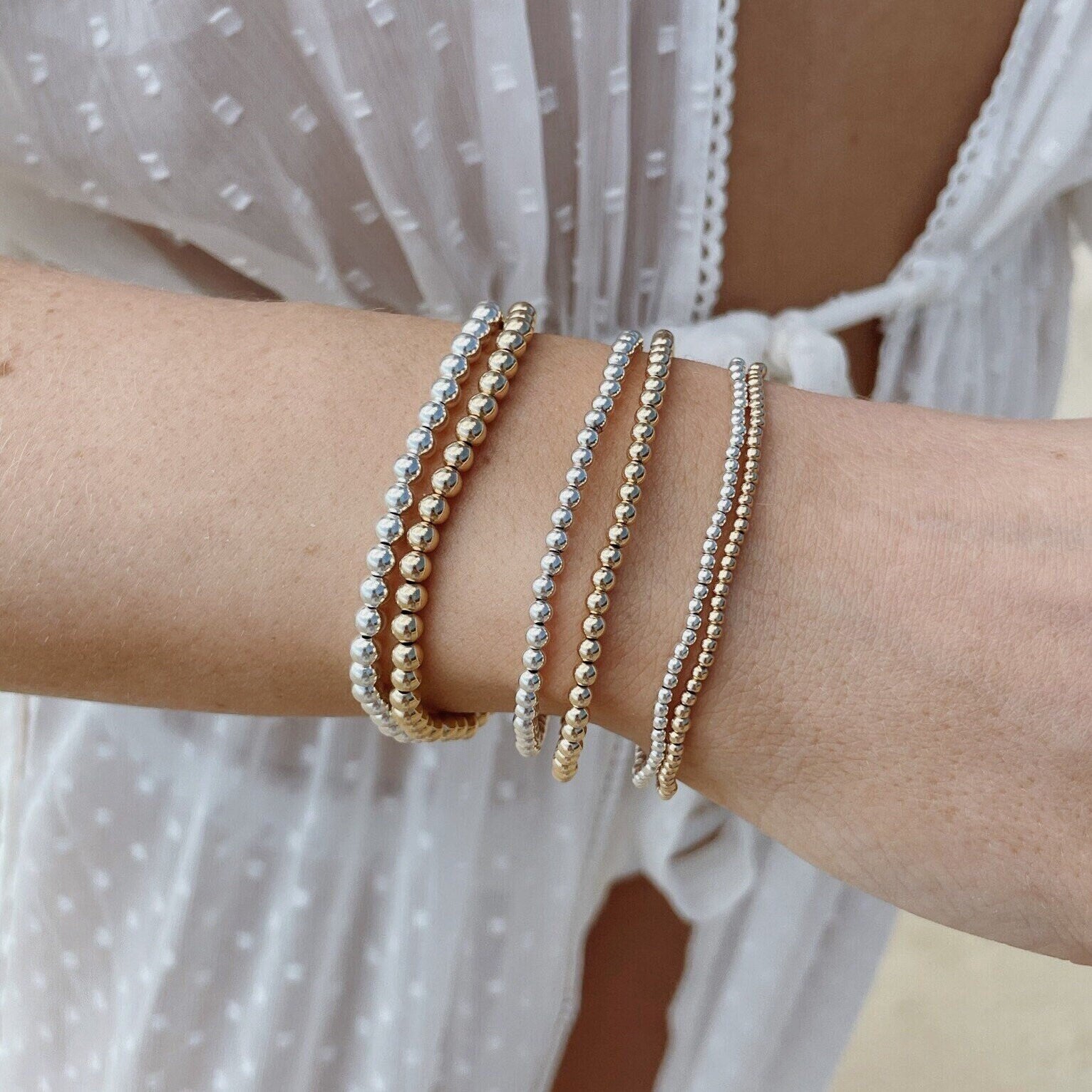 Gold Beaded Bracelet 2mm Hannah May Jewelry