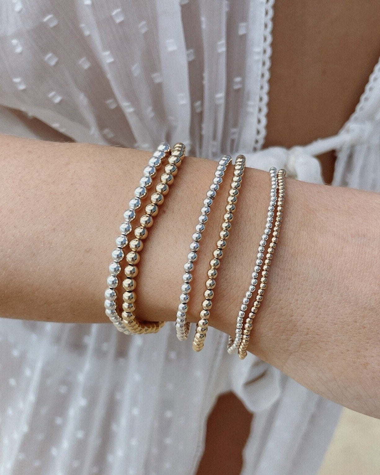 3mm Gold Beaded Bracelet by Hannah May Jewelry