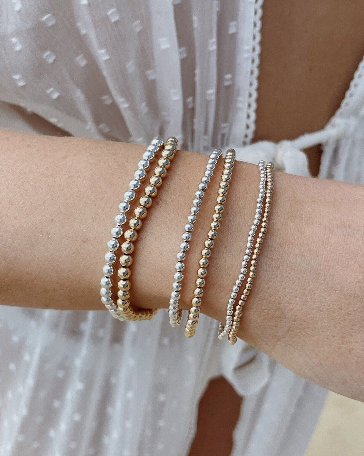 Gold Beaded Bracelet 3mm Hannah May Jewelry