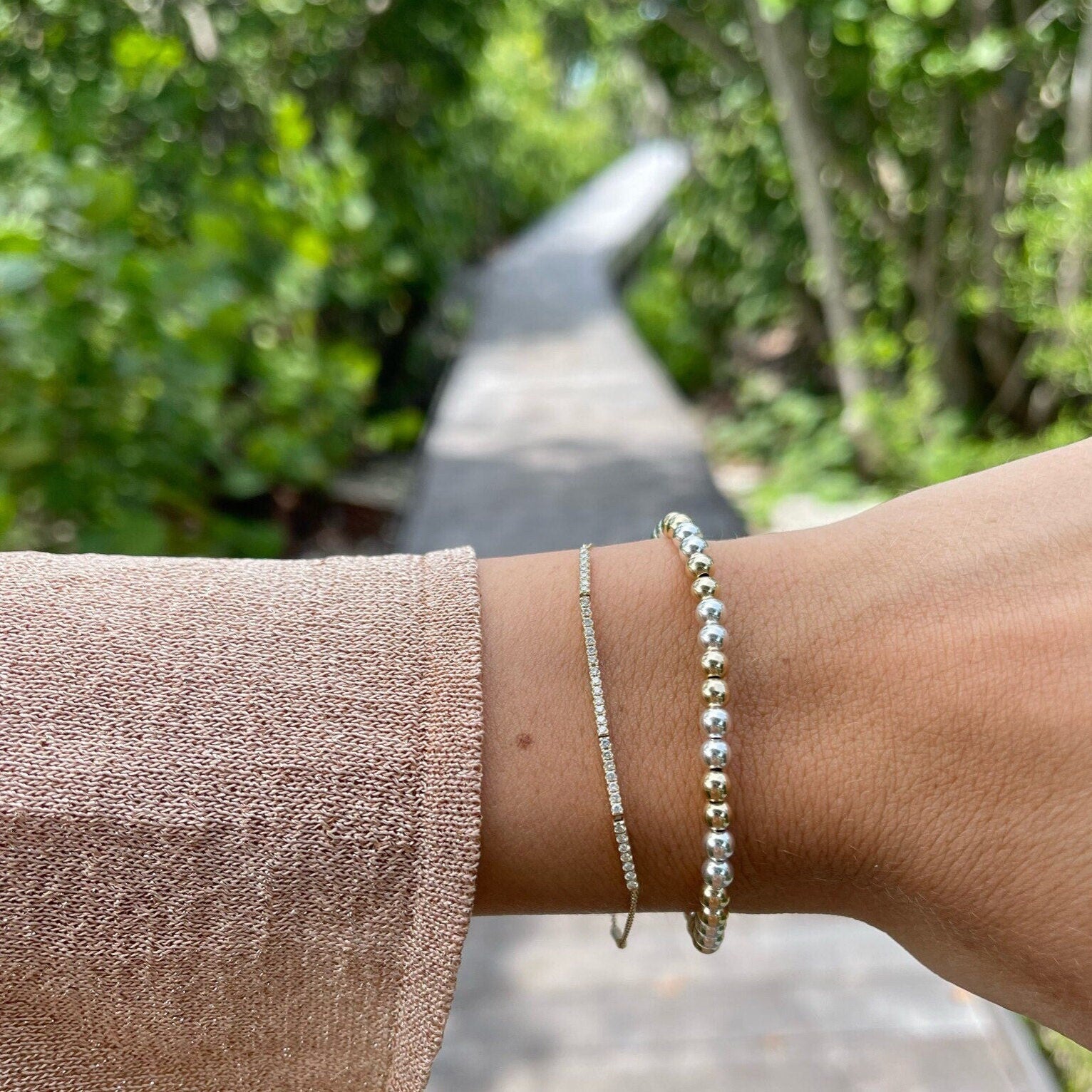 Mixed Metal Beaded Bracelet by Hannah May Jewelry