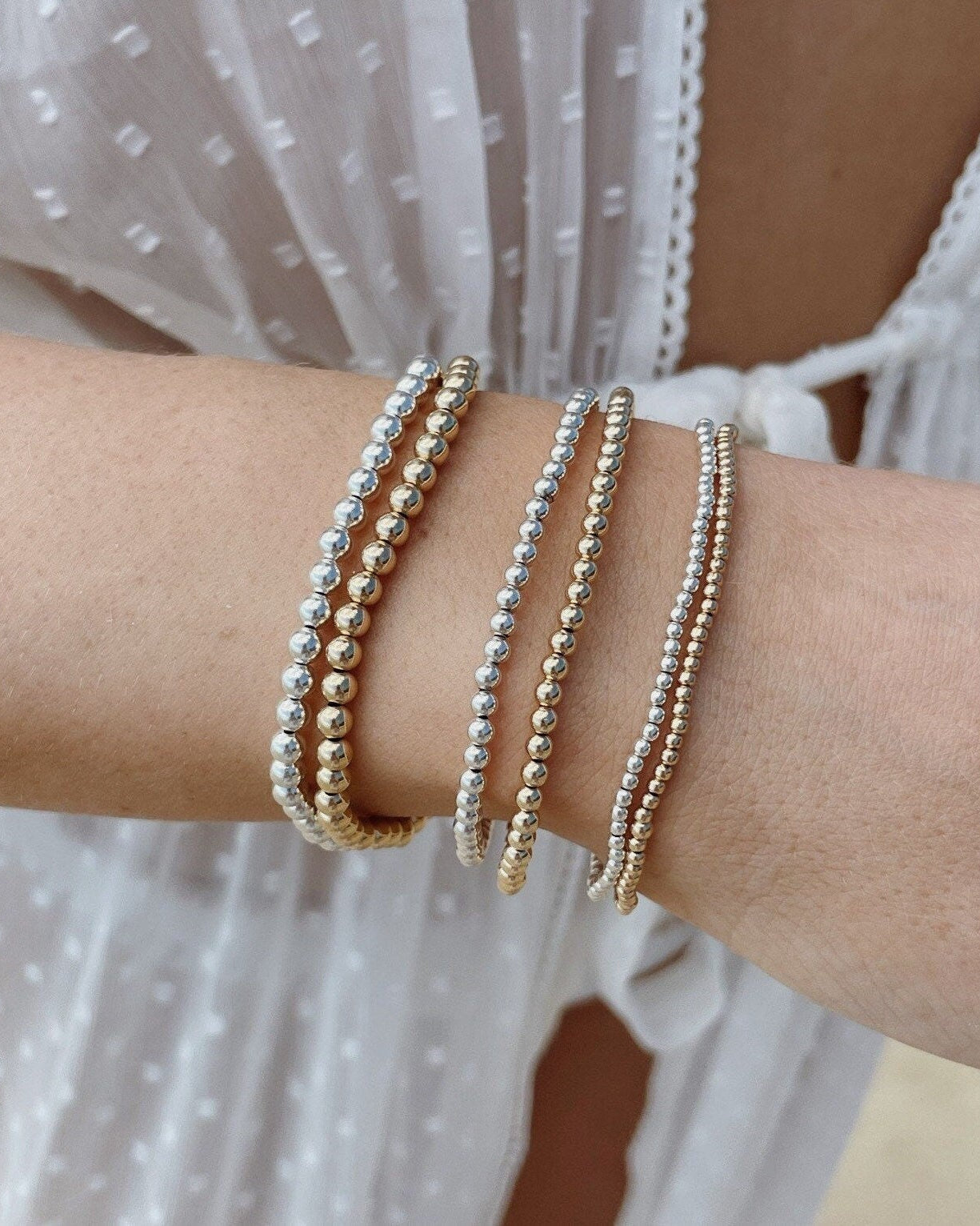 Gold Beaded Bracelet 4mm Hannah May Jewelry