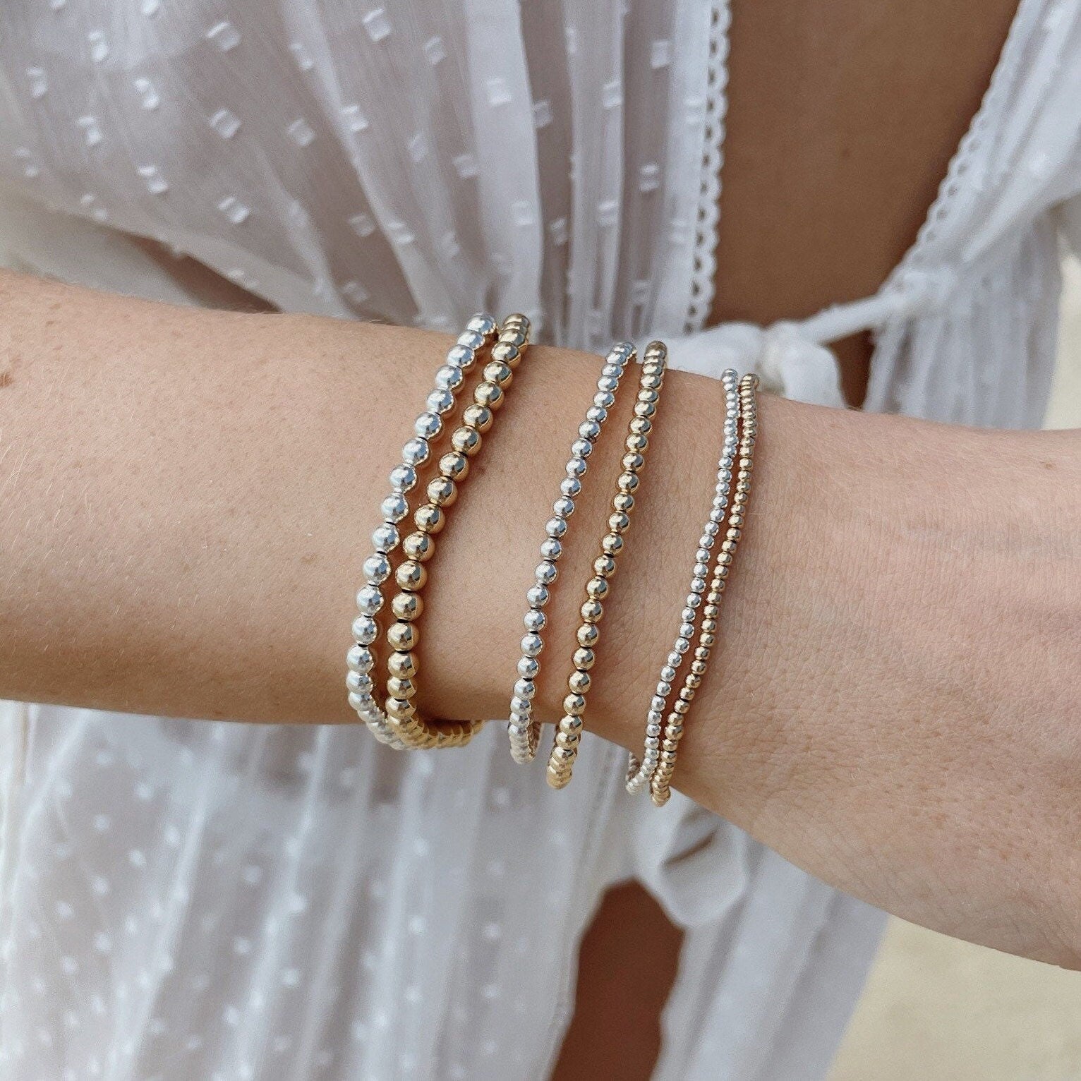 Gold Beaded Bracelet 4mm Hannah May Jewelry