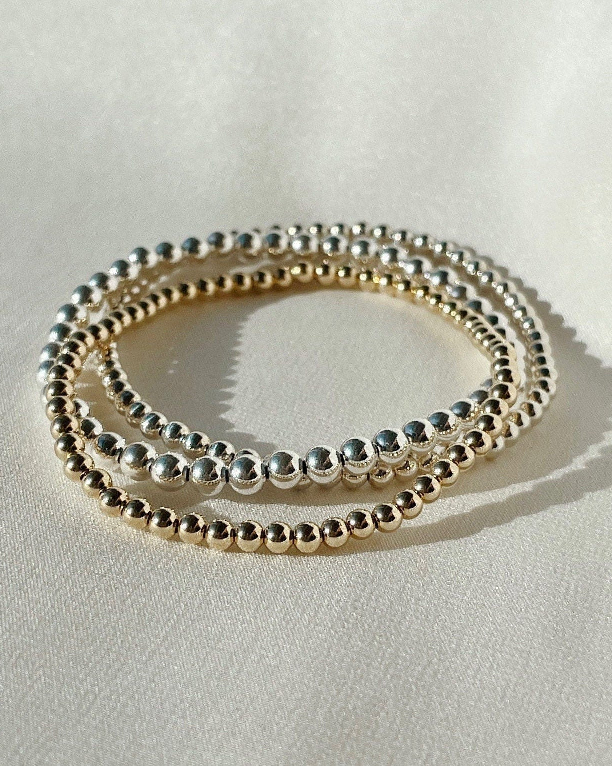 Gold Beaded Bracelet 4mm Hannah May Jewelry